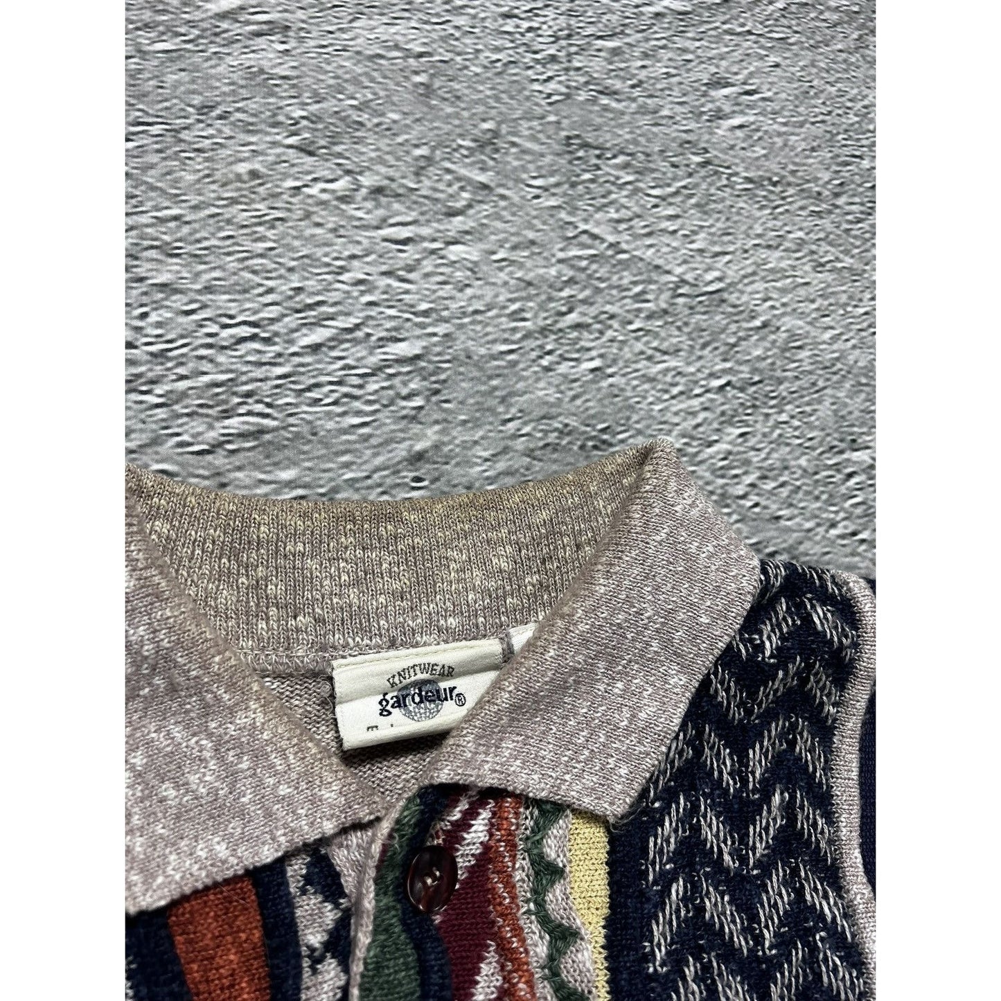Gardeur vintage sweater Coogi style cable knit multicolor