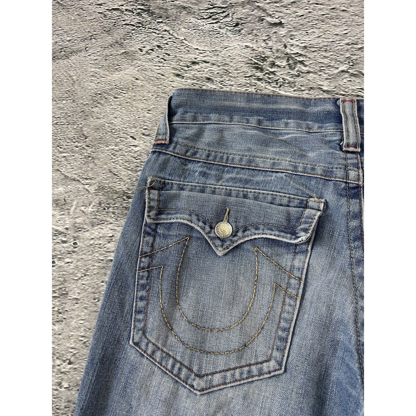 True Religion blue jeans Billy embroidery big logo Y2K denim