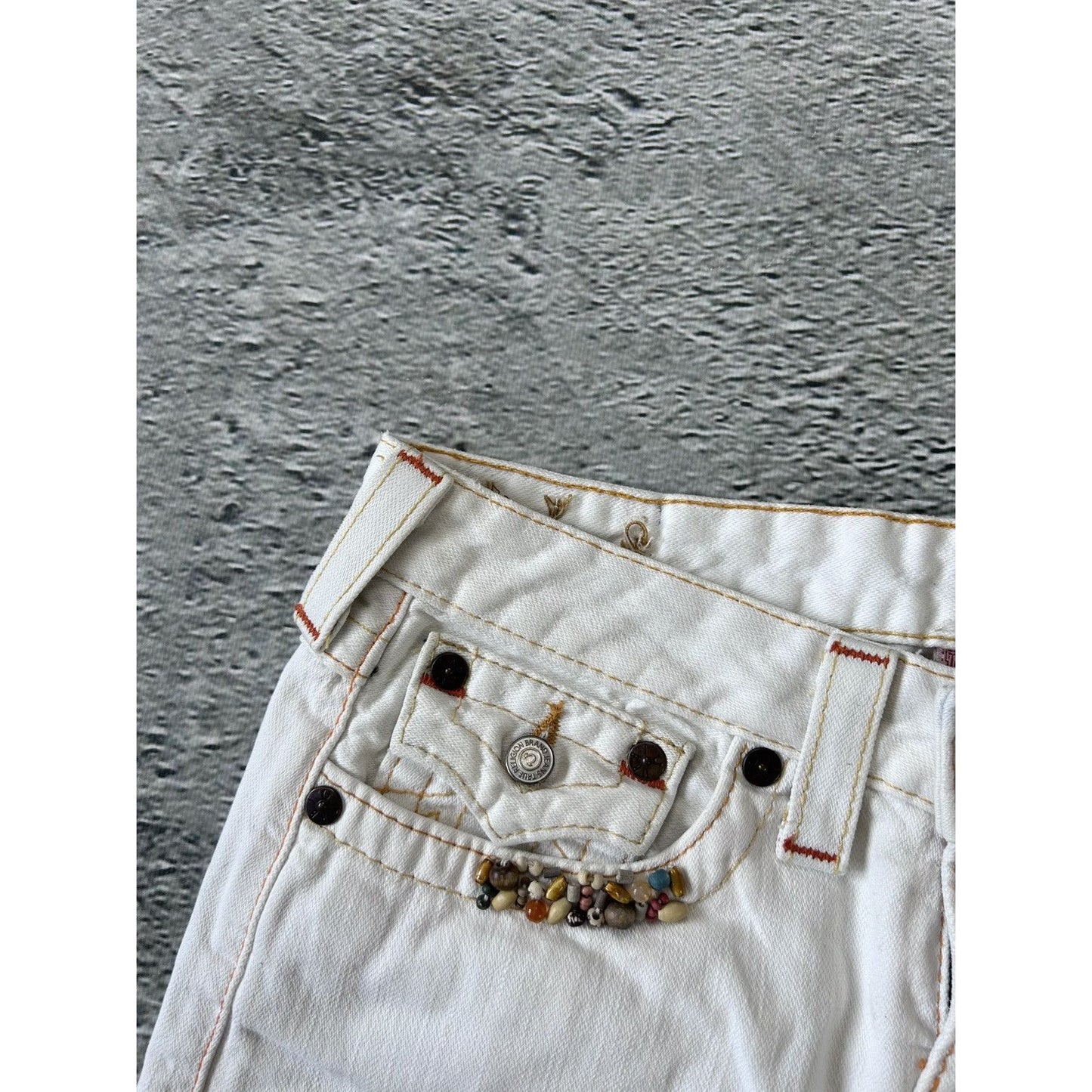 True Religion vintage mini skirt denim white