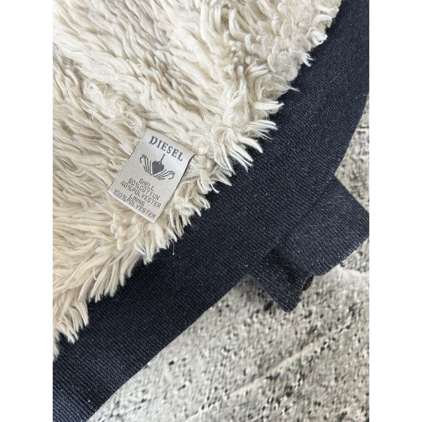 Diesel vintage zip hoodie teddy fur Y2K navy