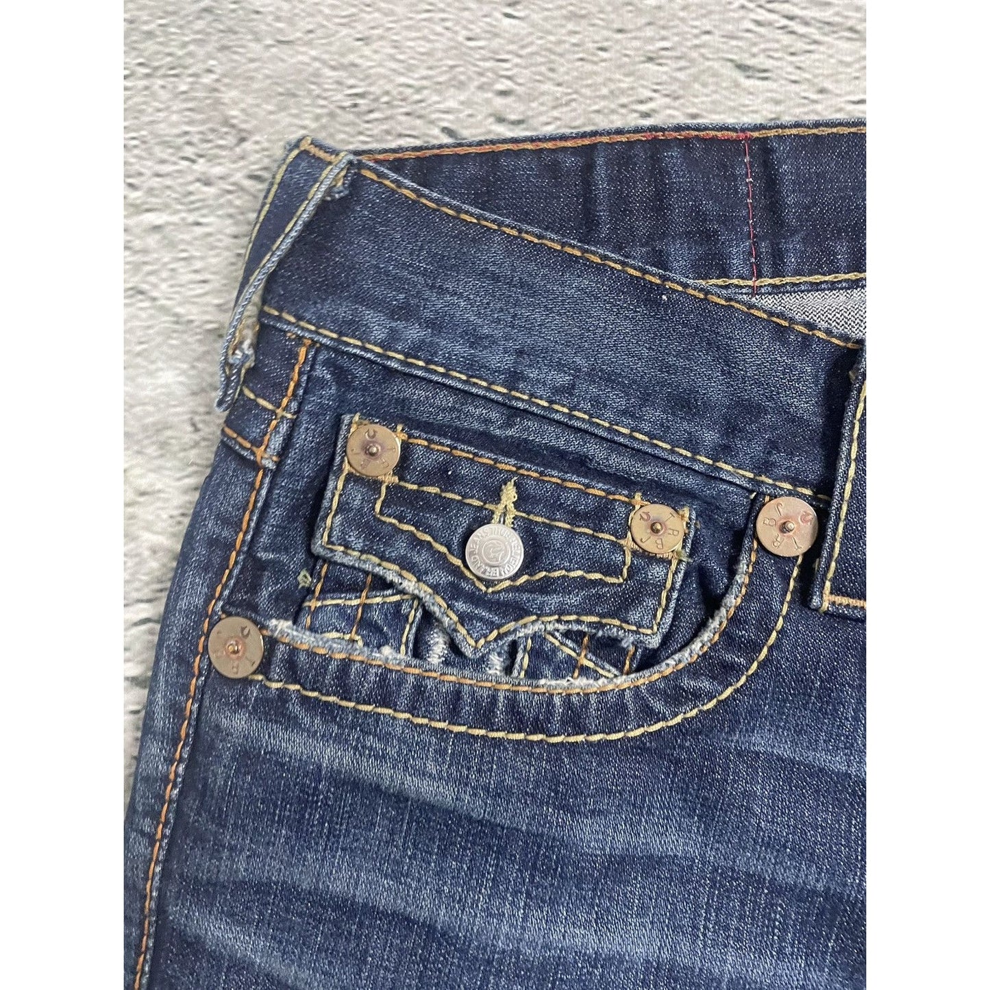 True Religion blue jeans thick stitching Y2K Ricky Big T