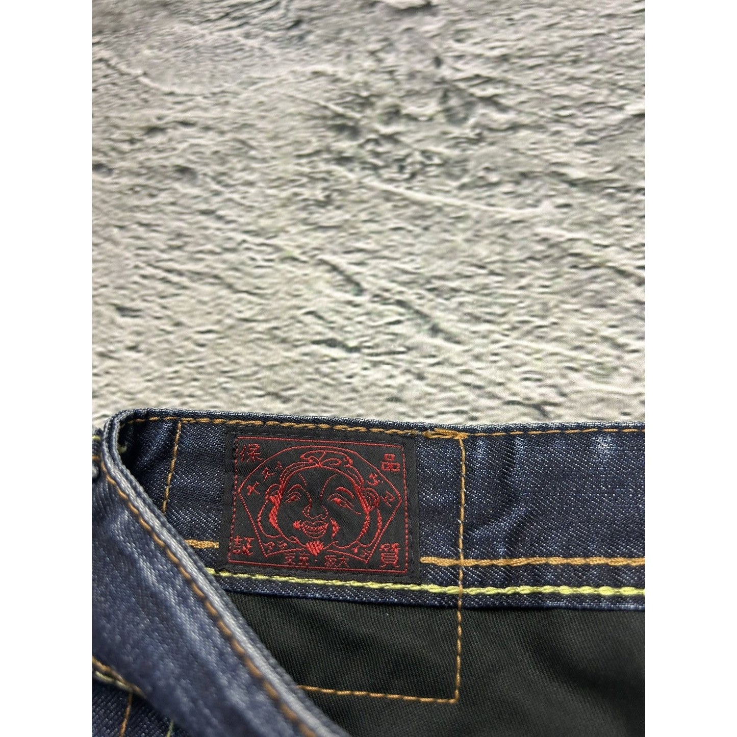 Evisu EU ED jeans vintage denim pants cargo navy blue Y2K