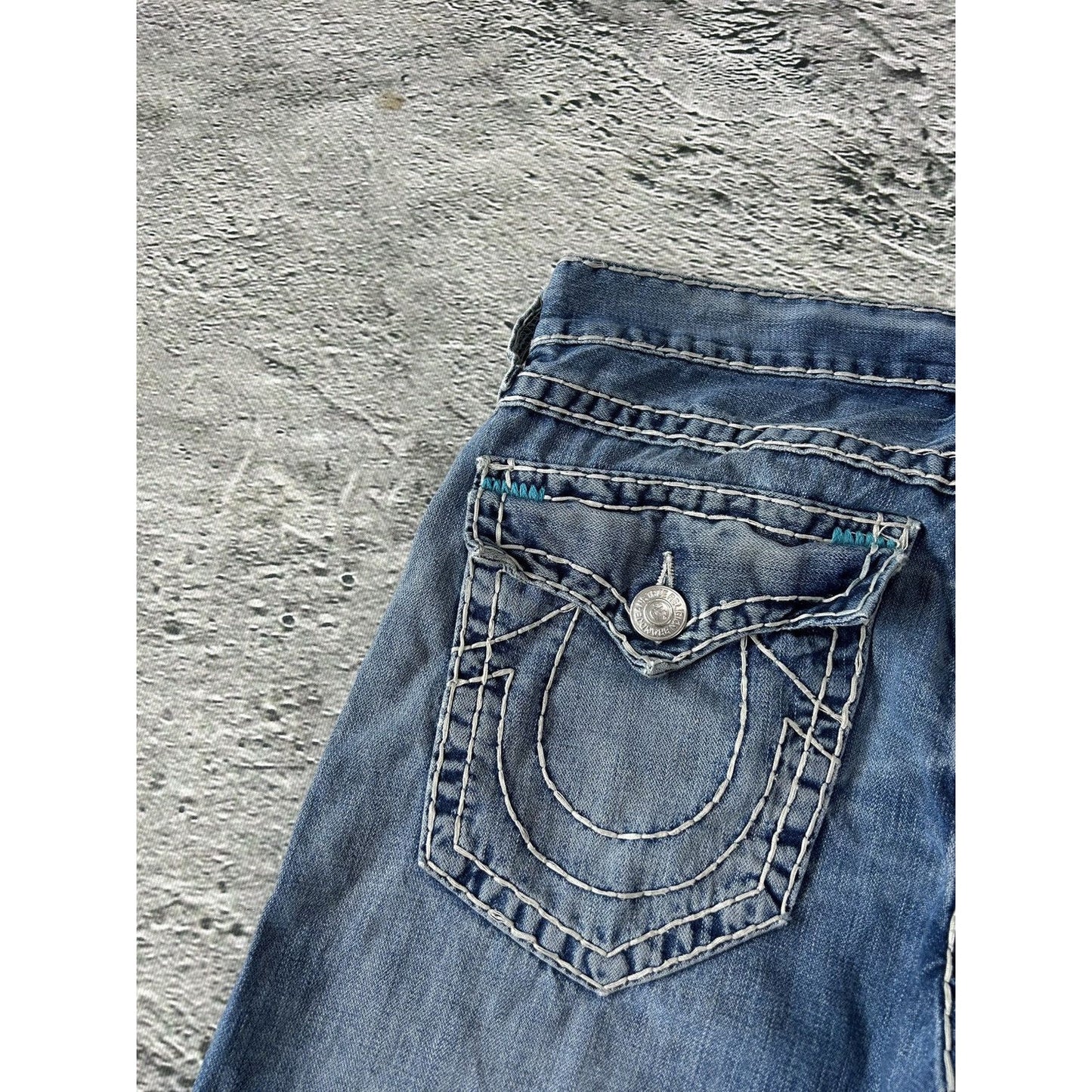 True Religion vintage blue jeans Ricky thick stitching Y2K
