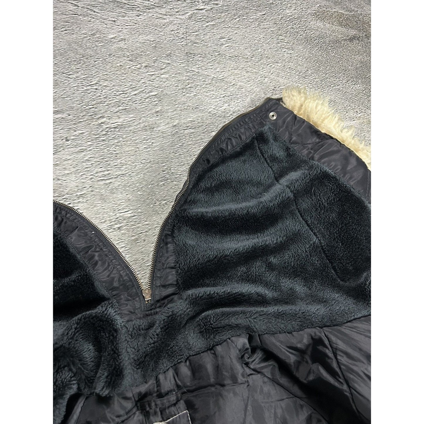Vintage bomber jacket with fur hooded full zip