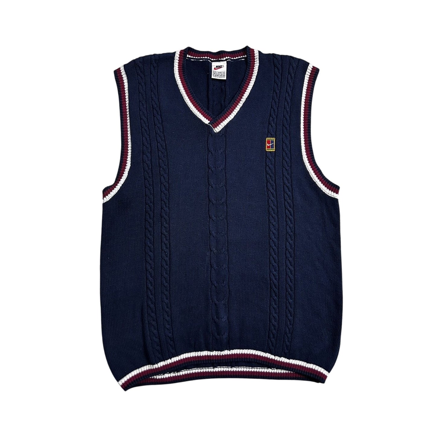 Nike Court vintage navy sweater vest tennis 90s cable knit