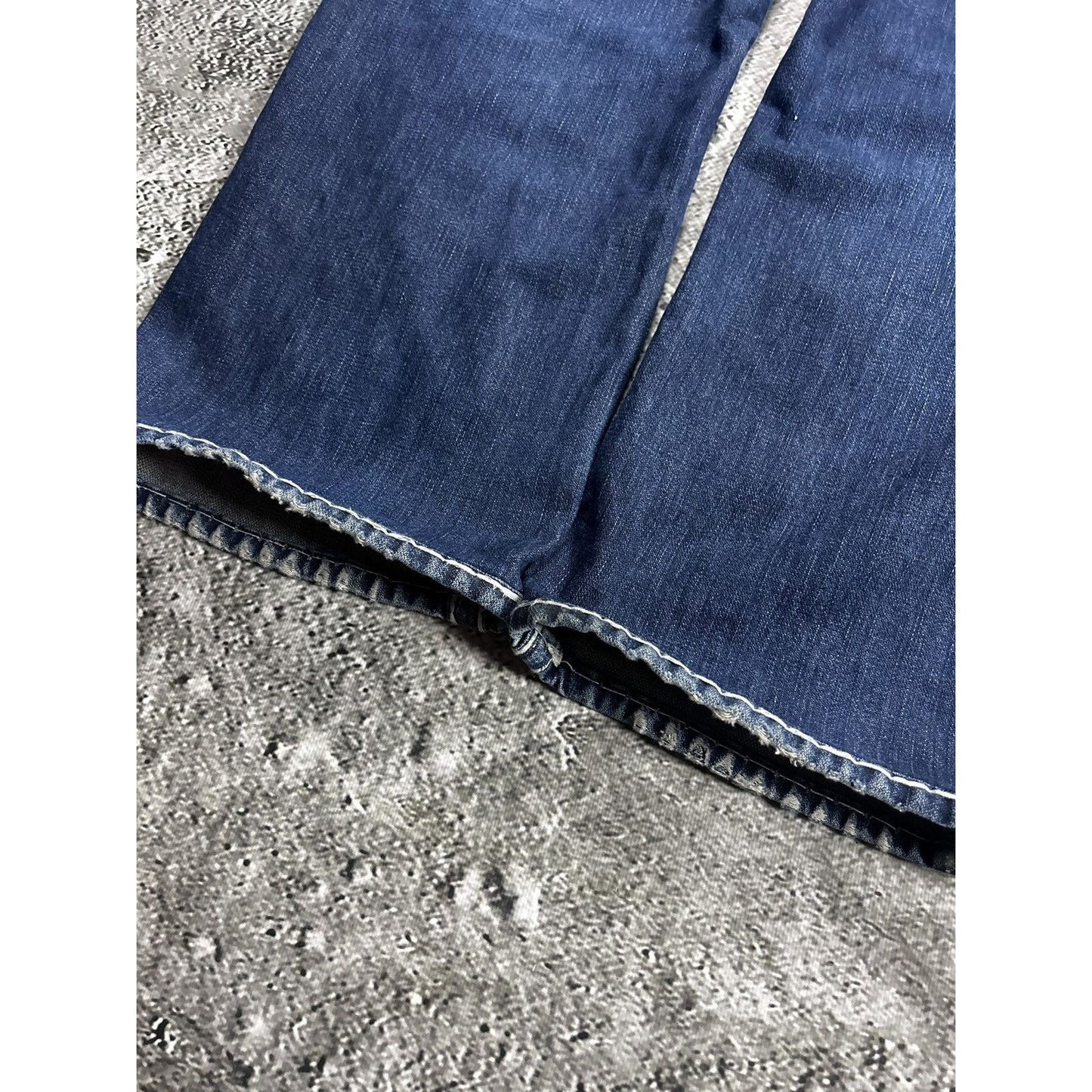 True Religion jeans navy white thick stitching bobby