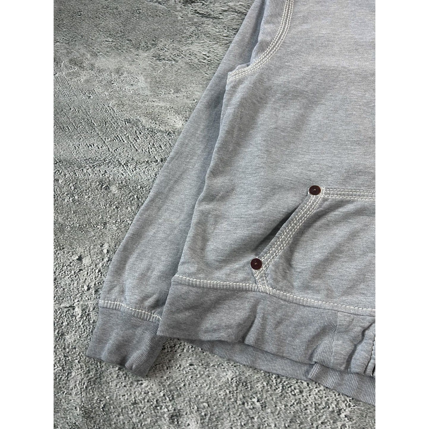 True Religion vintage grey zip hoodie white thick stitching