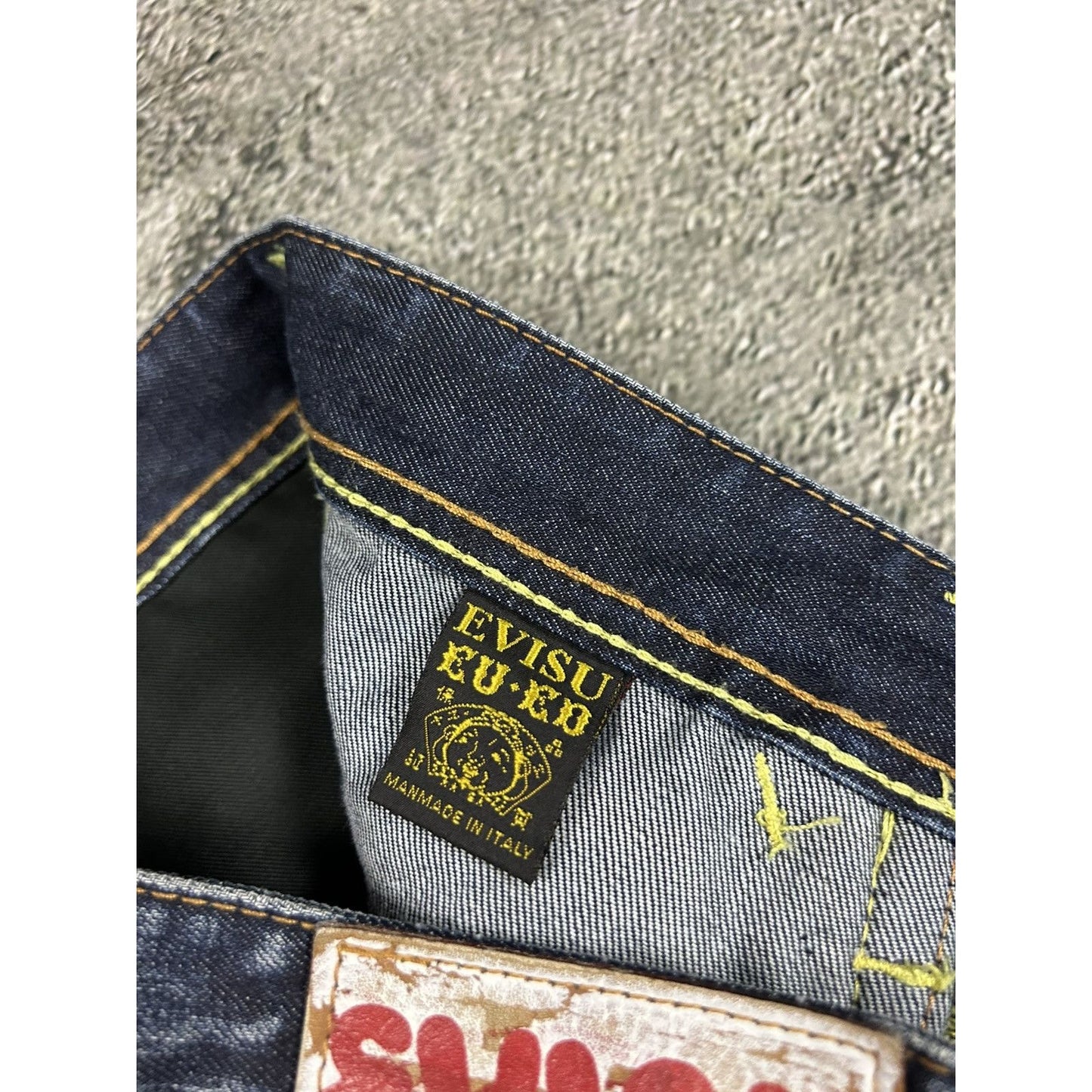 Evisu EU ED jeans vintage denim pants cargo navy blue Y2K