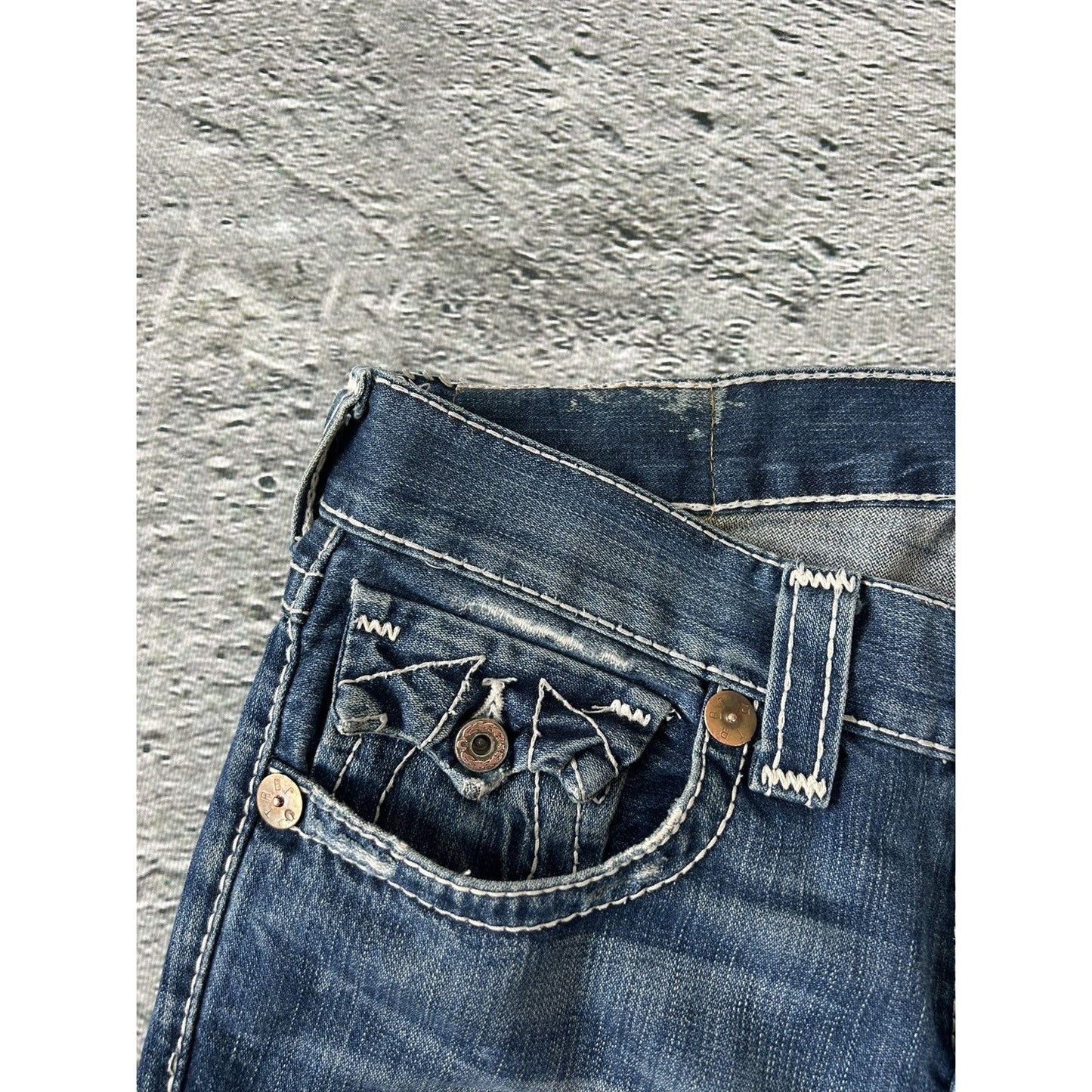 True Religion vintage navy jeans Joey thick stitching flared