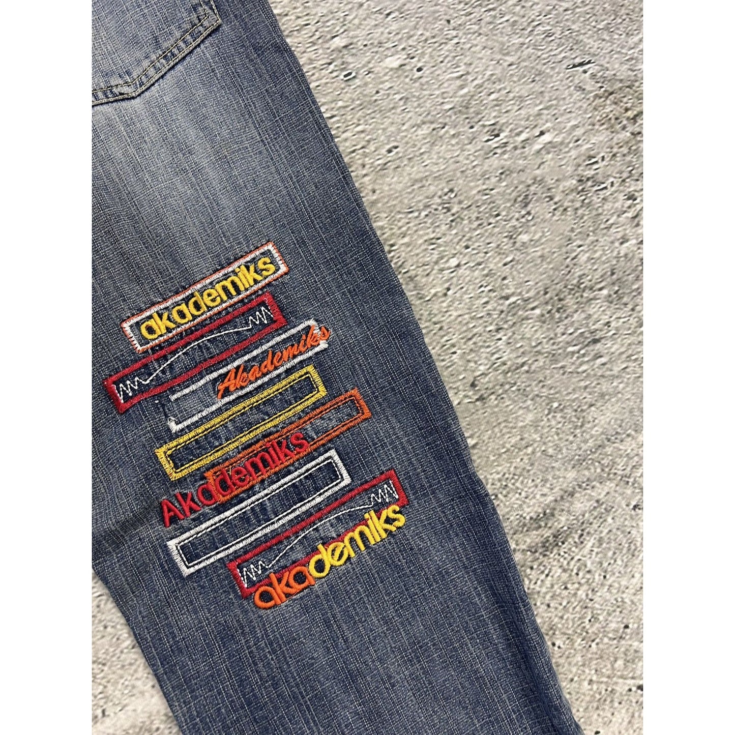 Akademiks Jeans vintage crazy embroidery Y2K blue