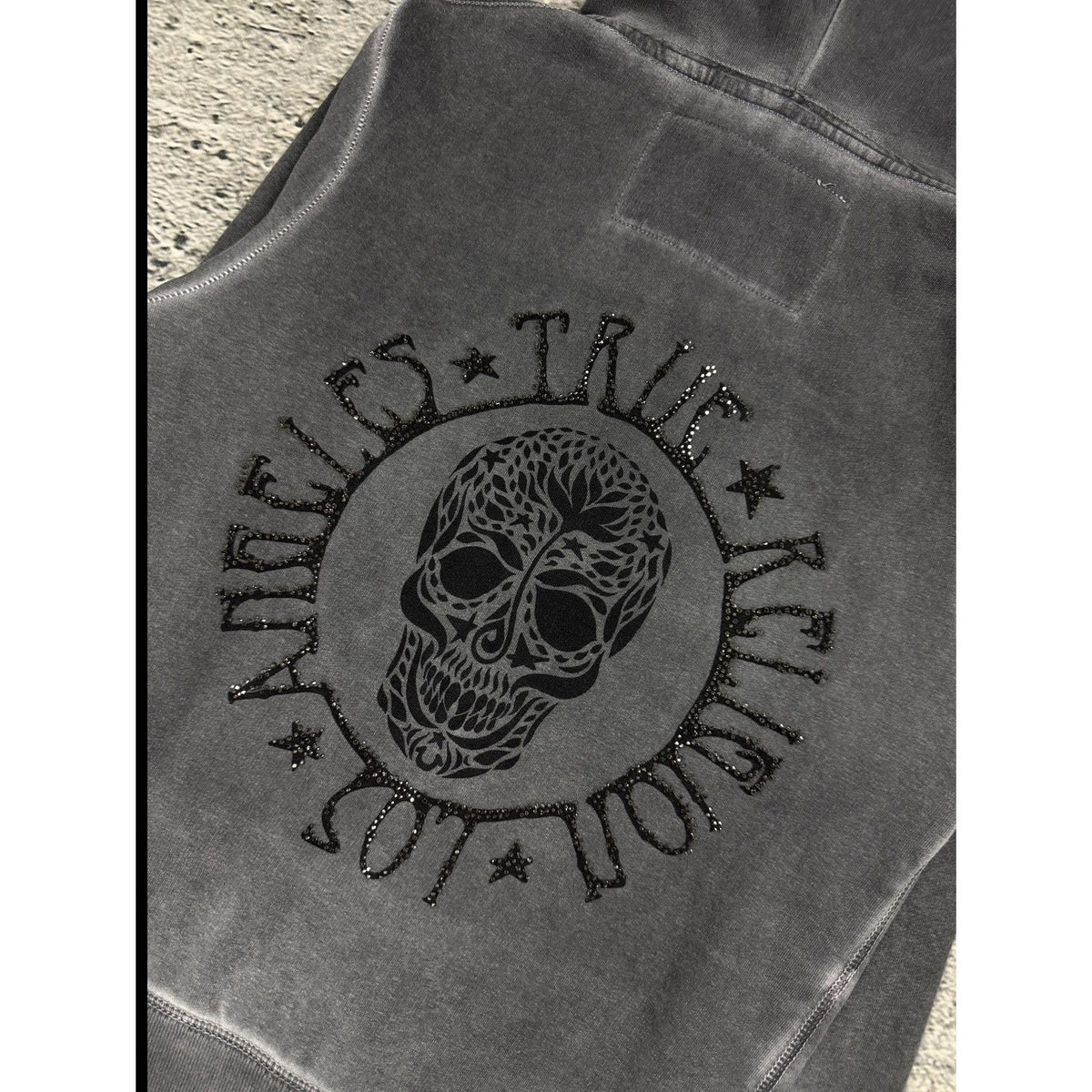 True Religion zip hoodie vintage skull rhinestones
