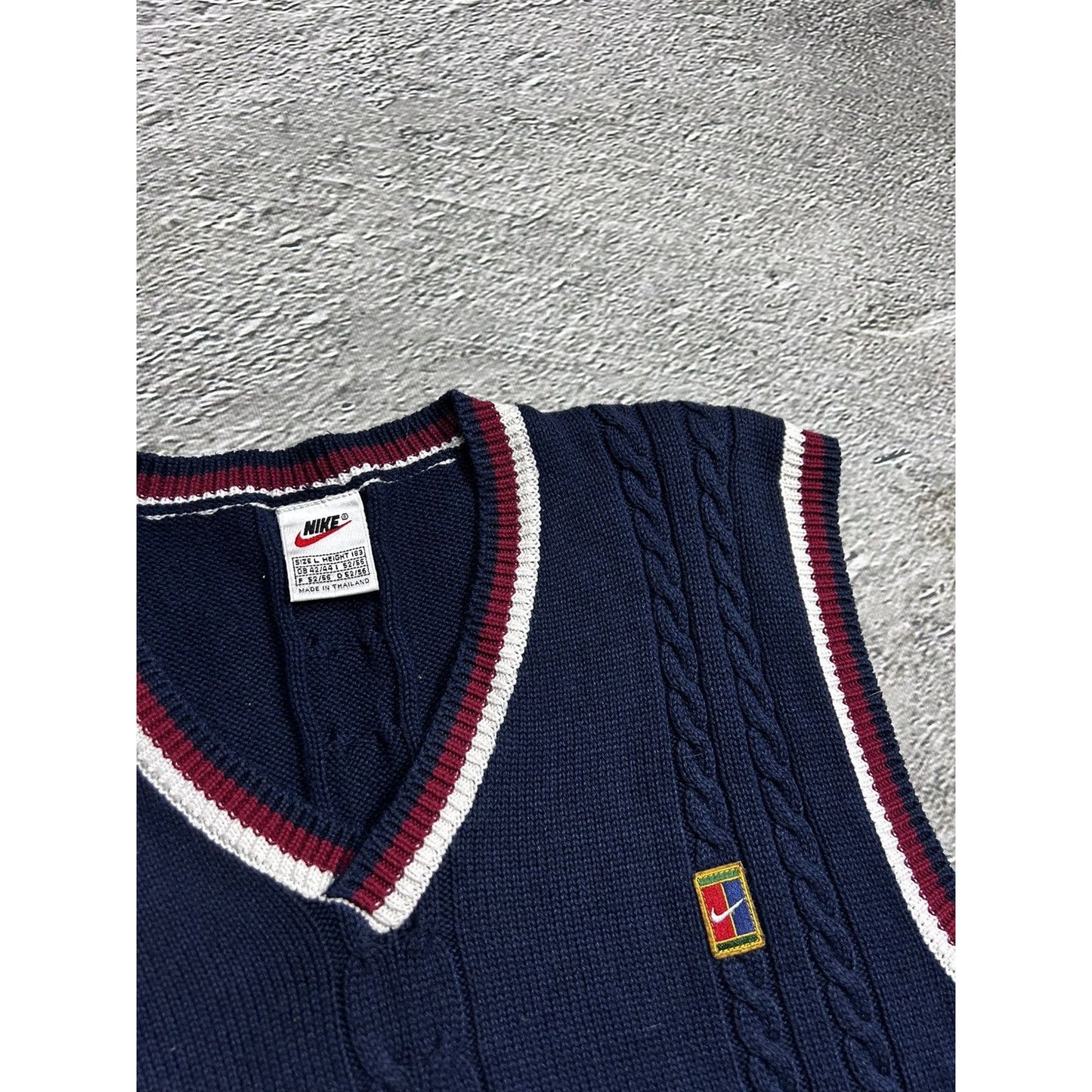 Nike Court vintage navy sweater vest tennis 90s cable knit