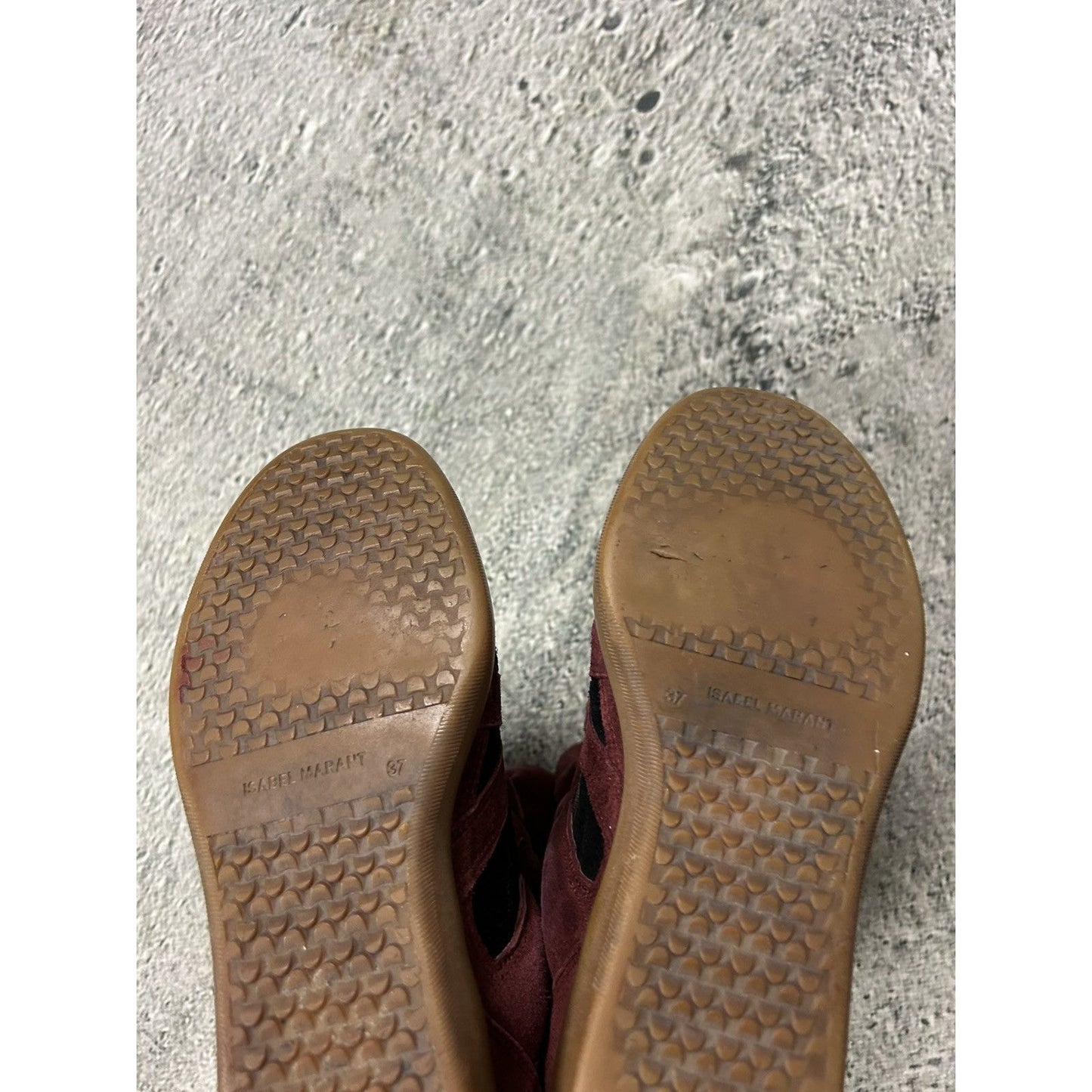 Isabel Marant Bekett suede sneakers wedge burgundy red