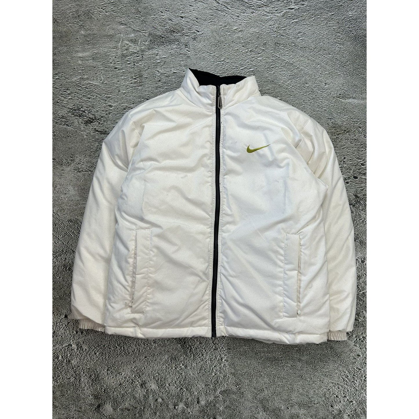 Nike black puffer jacket big logo reversible vintage 90s