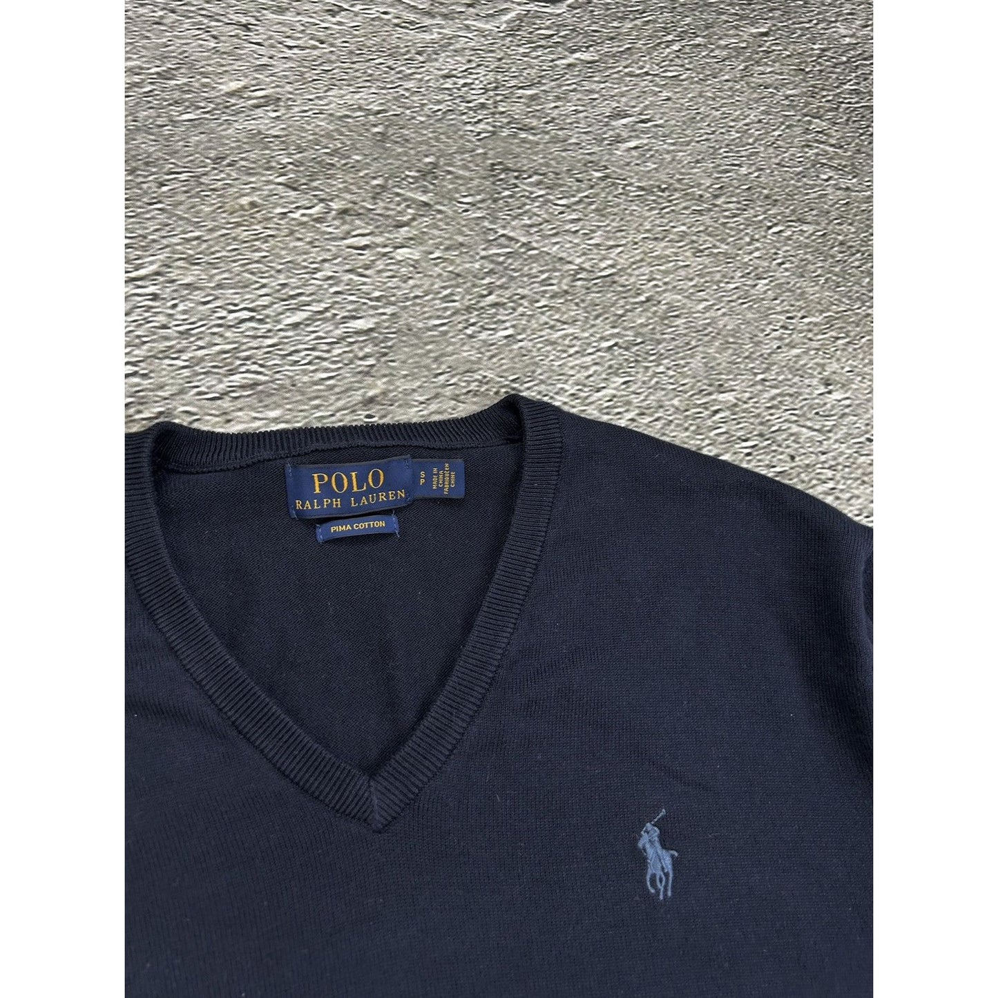 Polo Ralph Lauren vintage navy sweater Pima cotton vneck