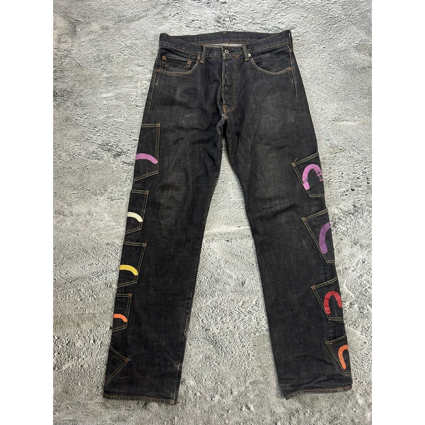Evisu multipocket jeans multicolor vintage selvedge denim