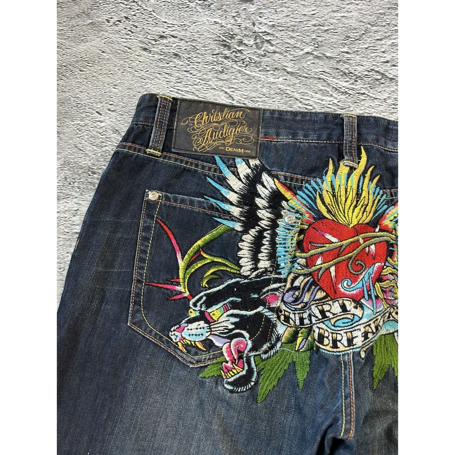 Ed Hardy Christian Audigier vintage jeans big logo pants