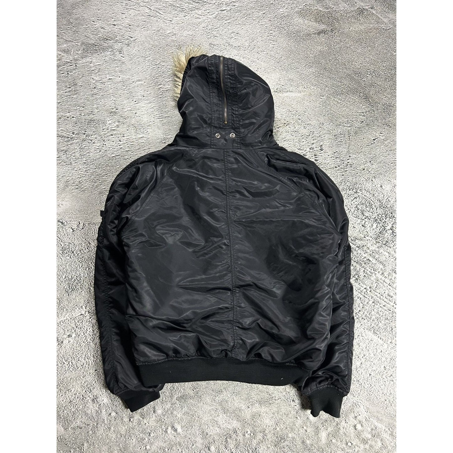 Vintage bomber jacket with fur hooded full zip