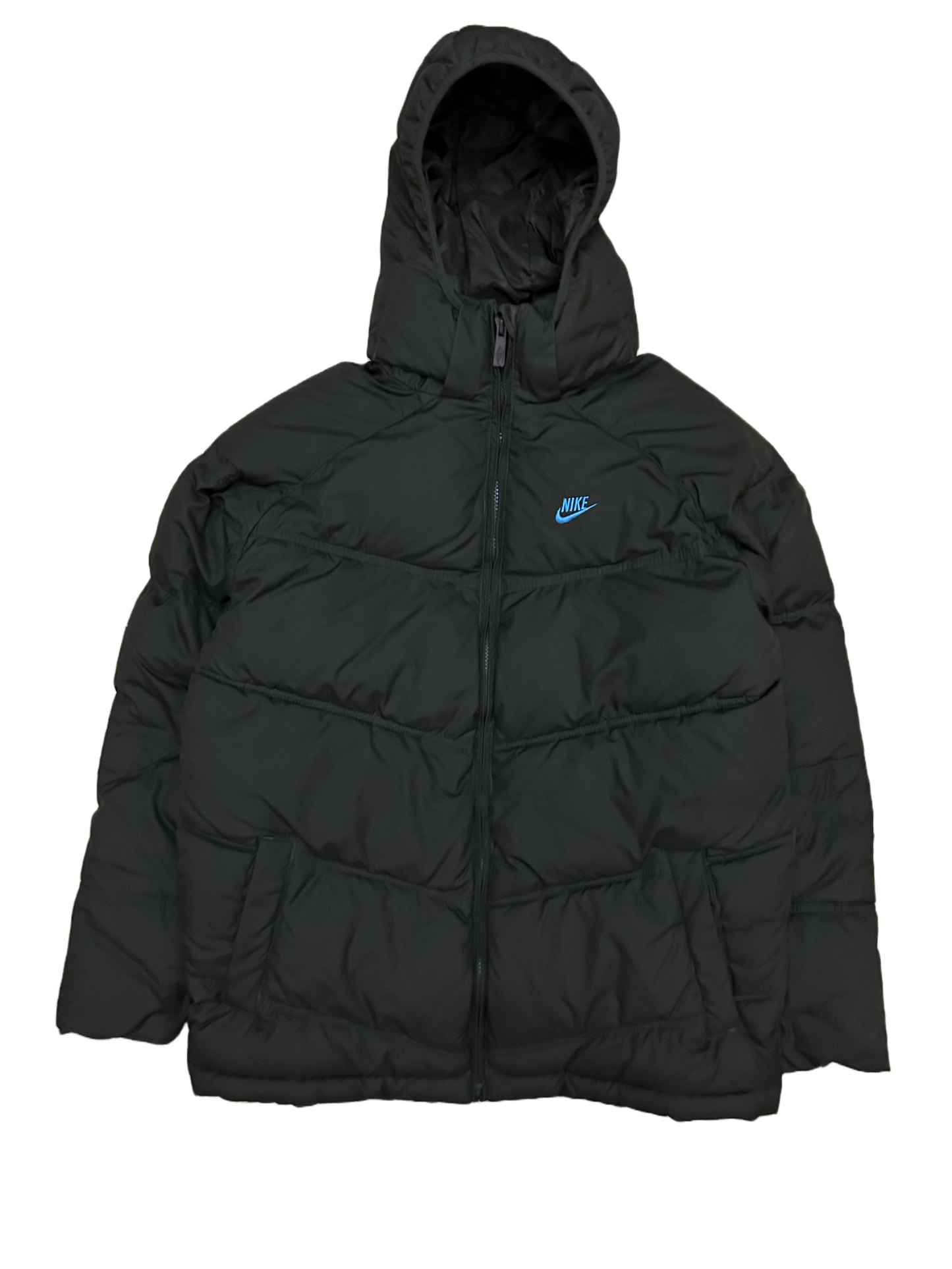 Nike vintage brown puffer jacket baby blue swoosh