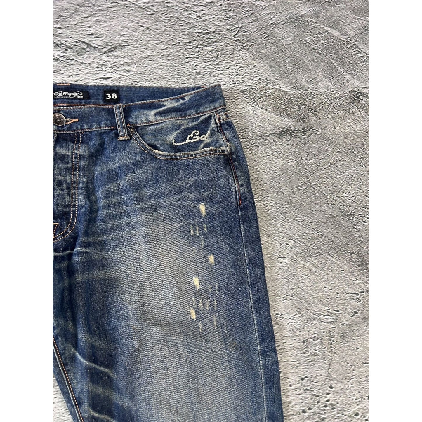 Ed Hardy Christian Audigier vintage jeans big logo pants