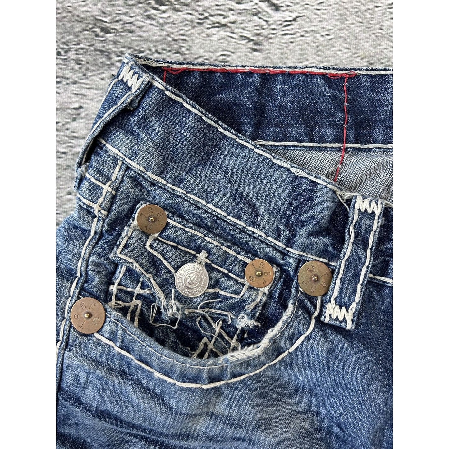 True Religion blue jeans white stitching Y2K Ricky Super T