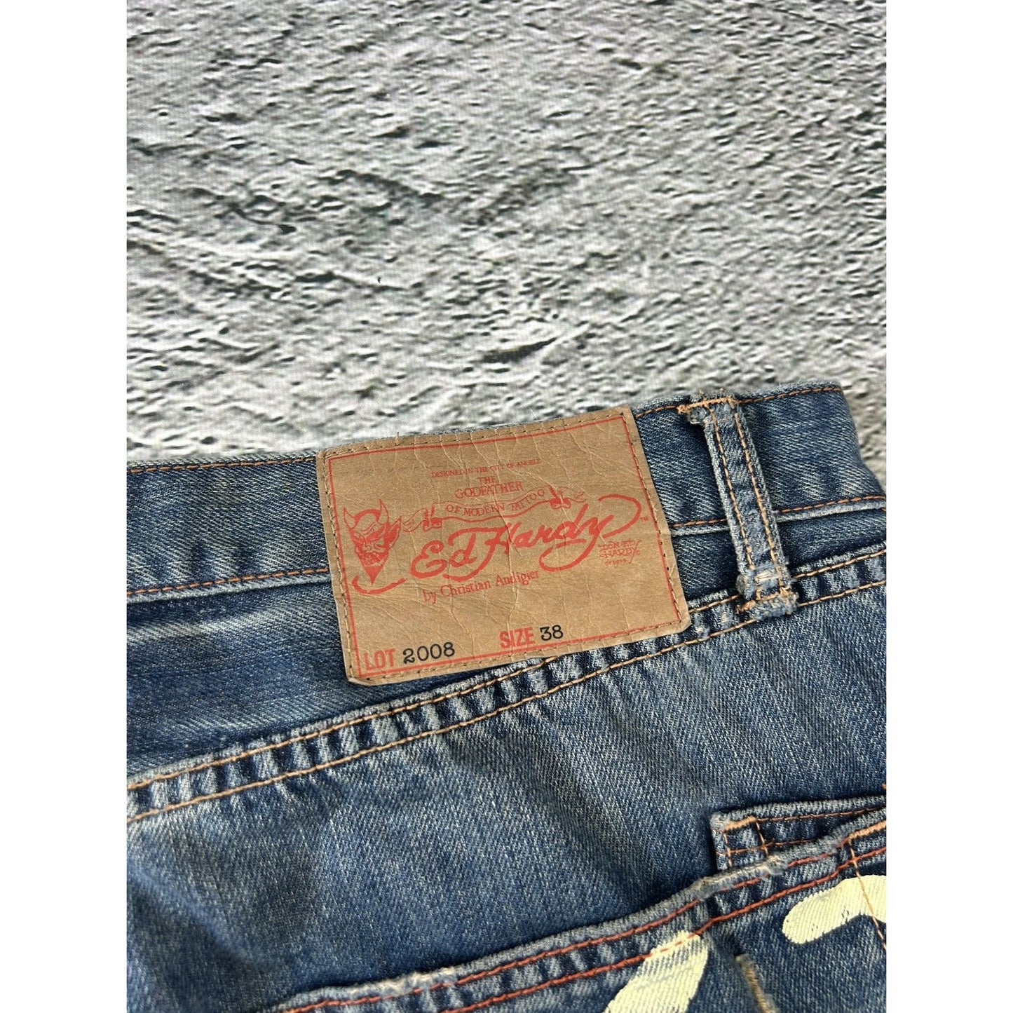 Ed Hardy Christian Audigier vintage jeans big logo pants