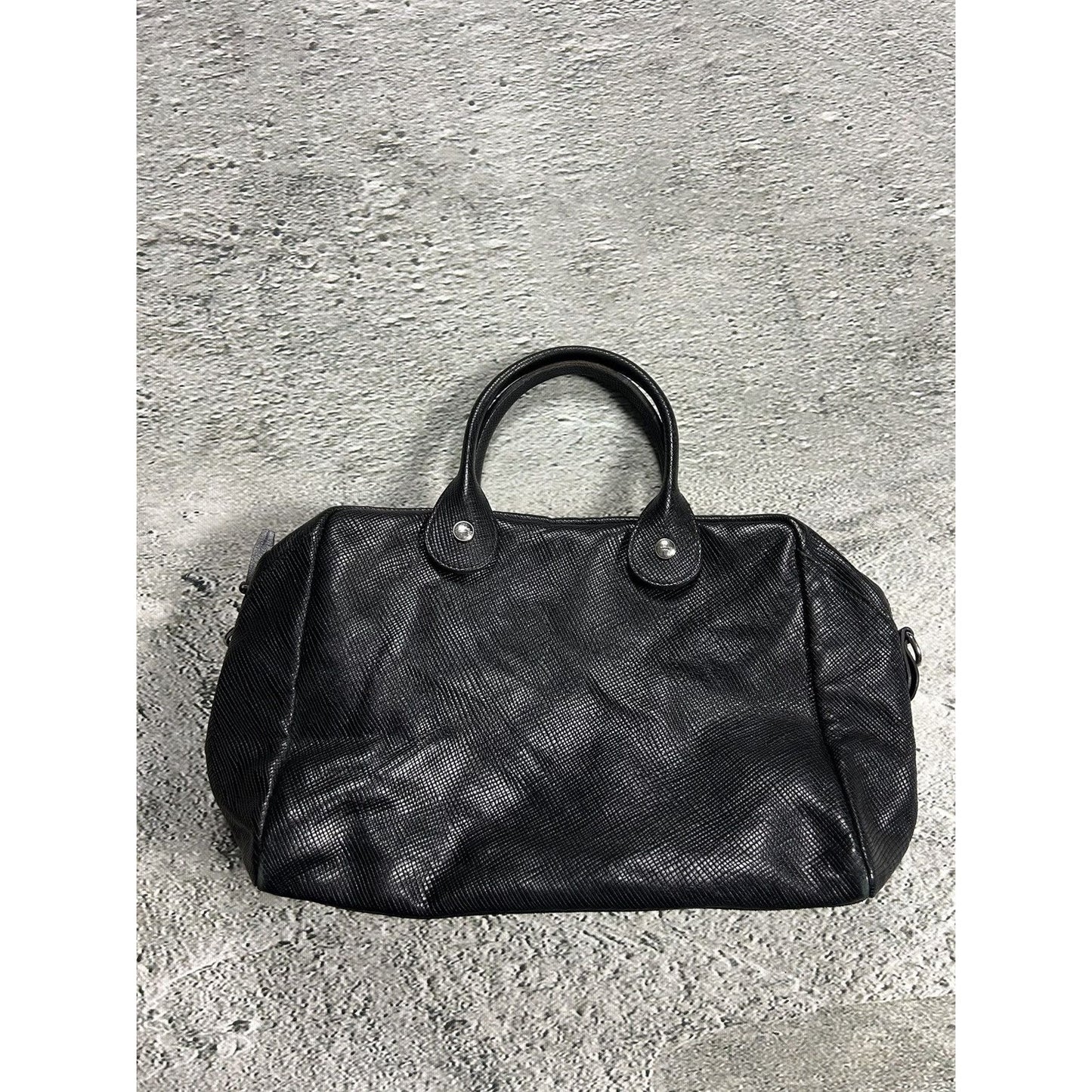 Longchamp handle bag black real leather Y2K