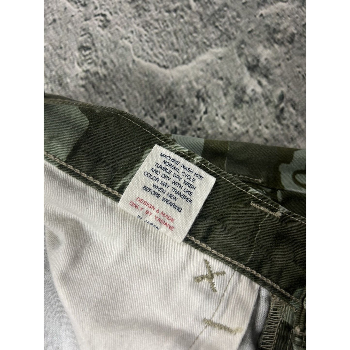 Evisu camo jorts white seagulls green made in Japan