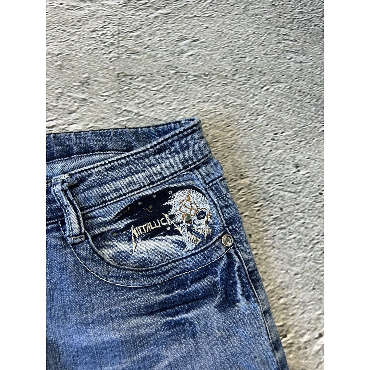 Y2K jeans Metallica denim pants blue Edi Jeans capri