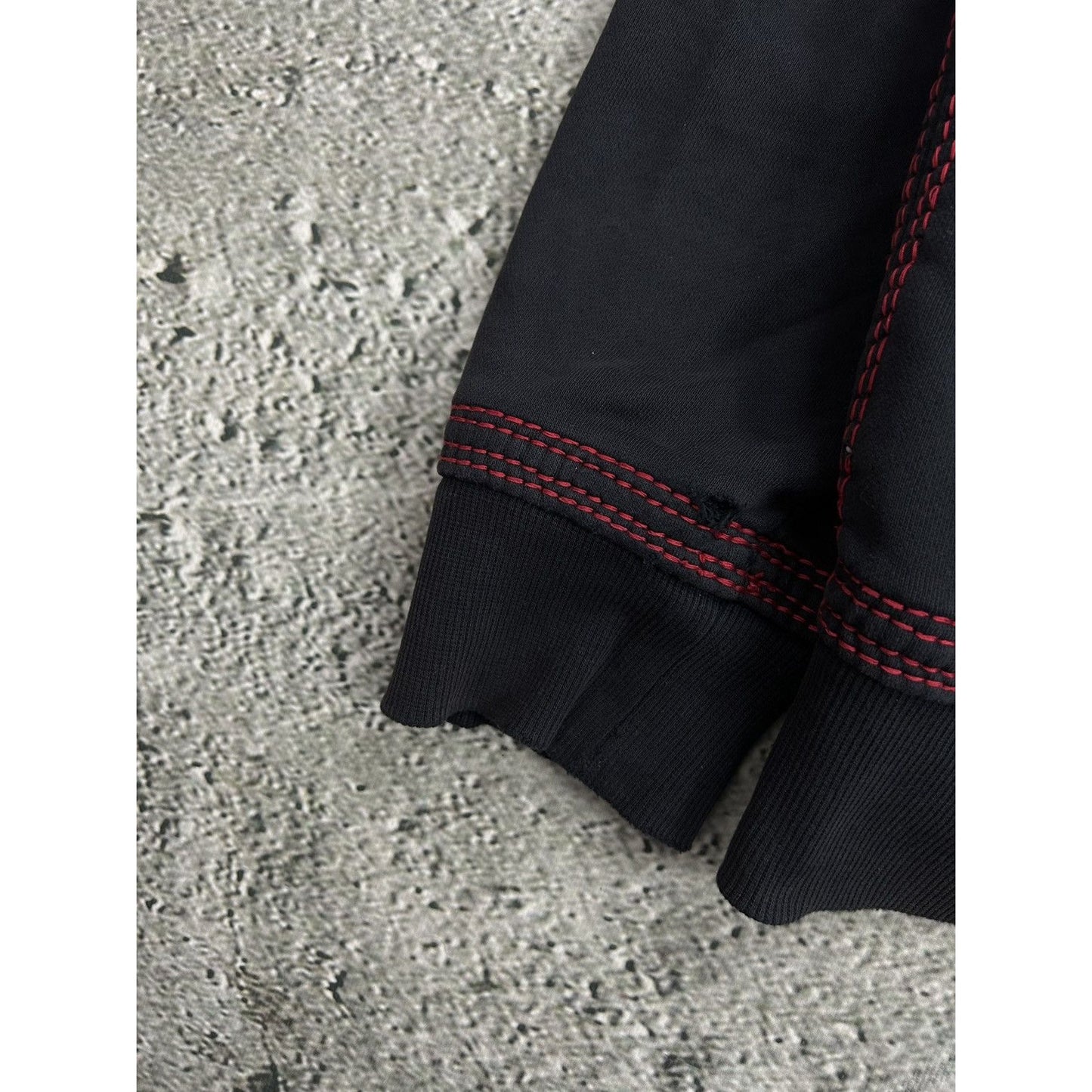 True Religion zip hoodie vintage black red thick stitching