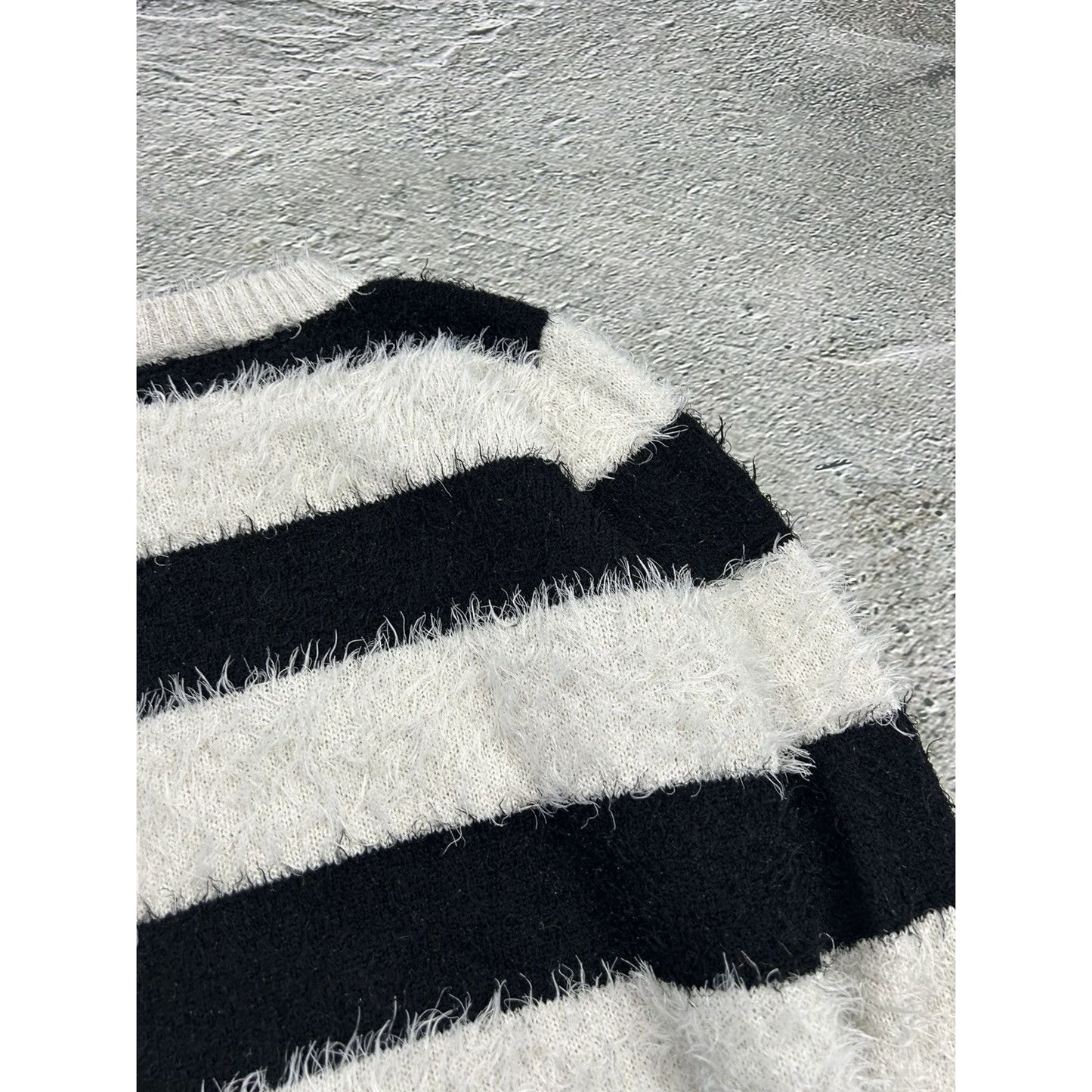 Milk Copenhagen Mohair Sweater Striped Black White Hairy