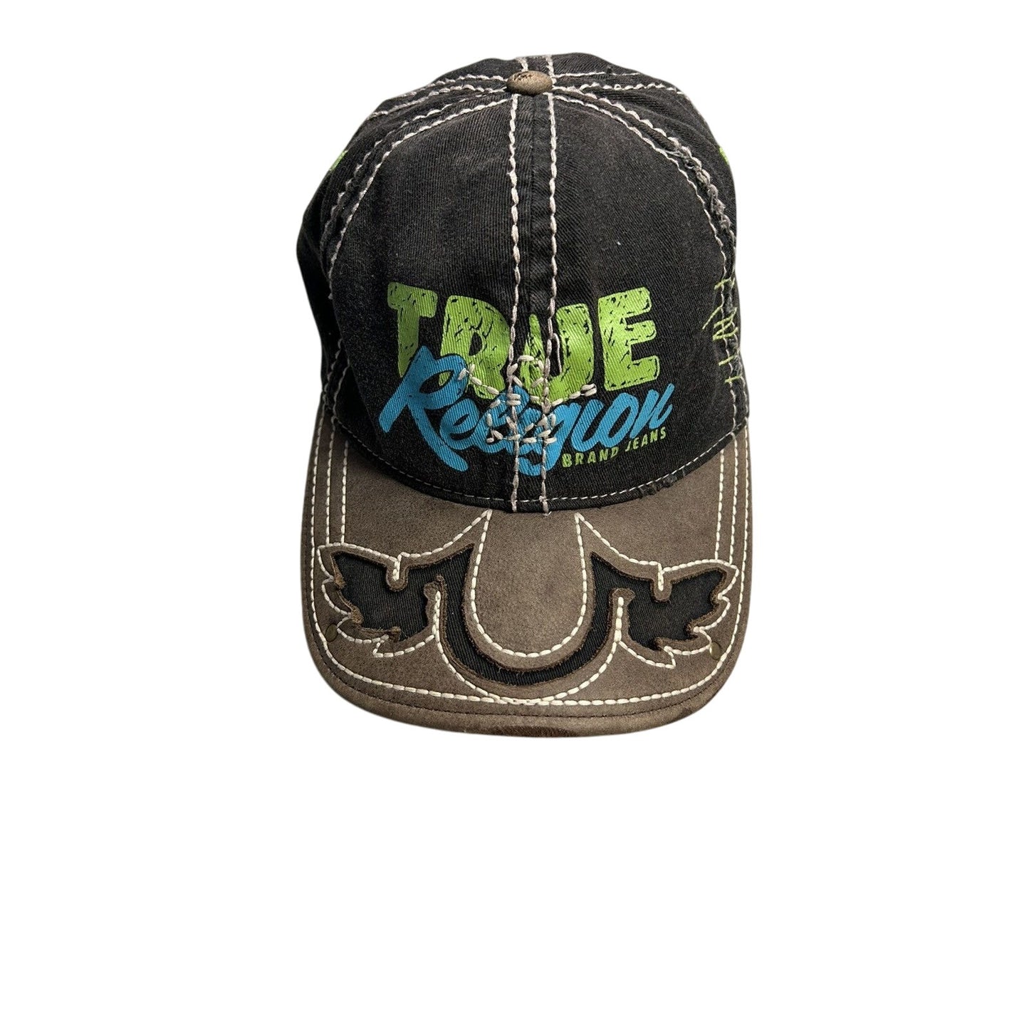 True Religion cap vintage hat Y2K big logo brown black