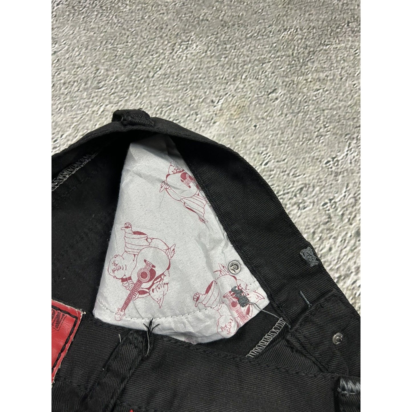 True Religion vintage black jeans Ricky red thick stitching