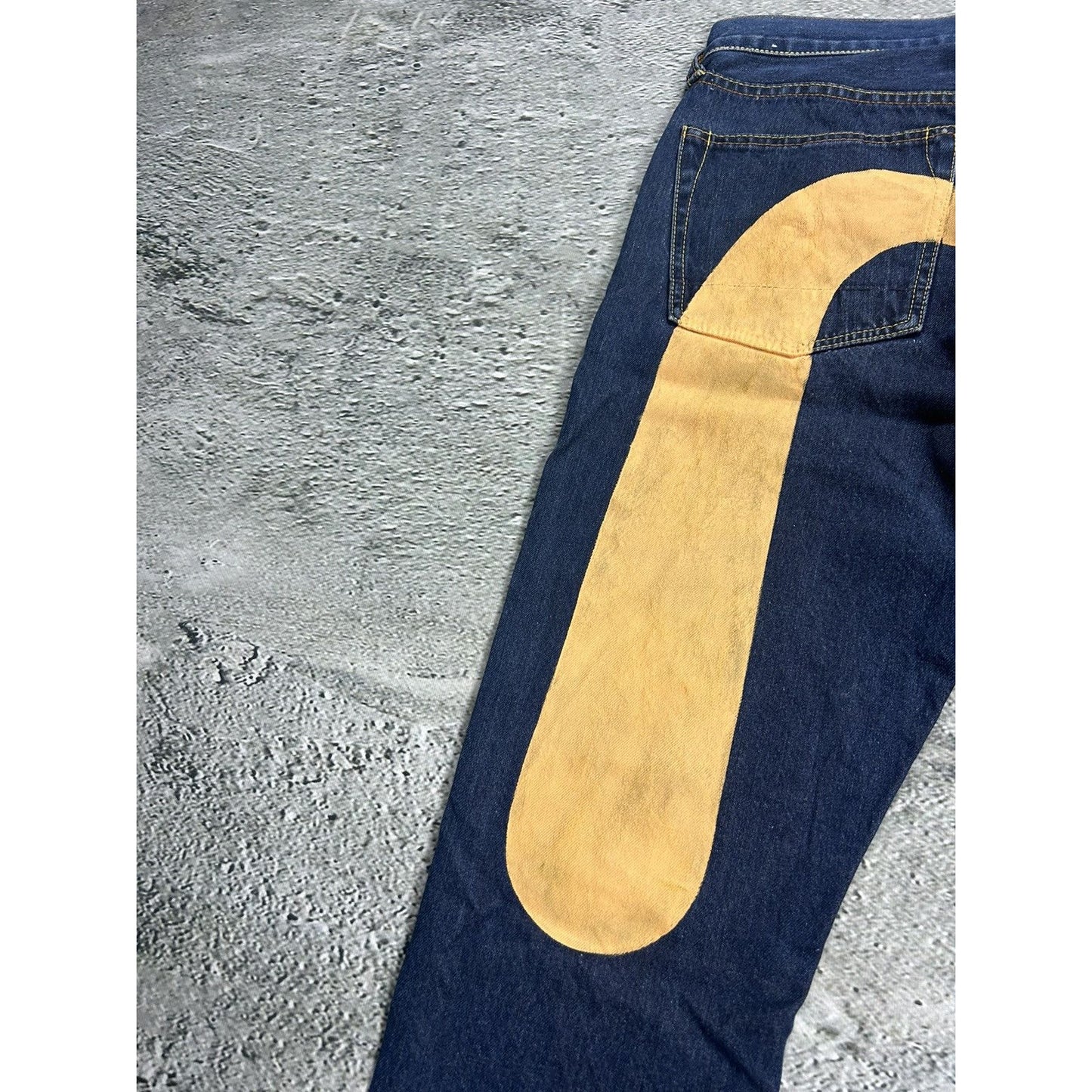 Evisu jeans daicock big logo yellow selvedge denim Japan