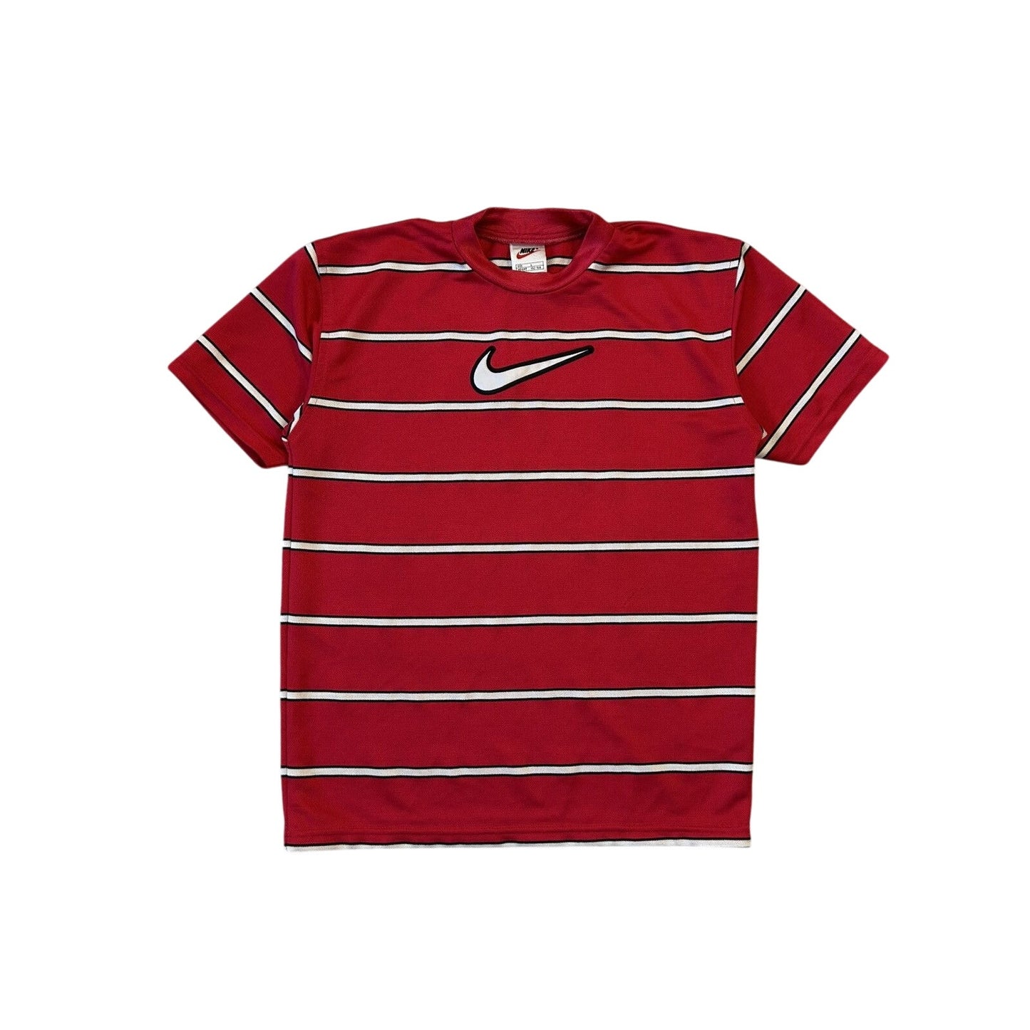 Nike big swoosh striped t-shirt vintage 90s red