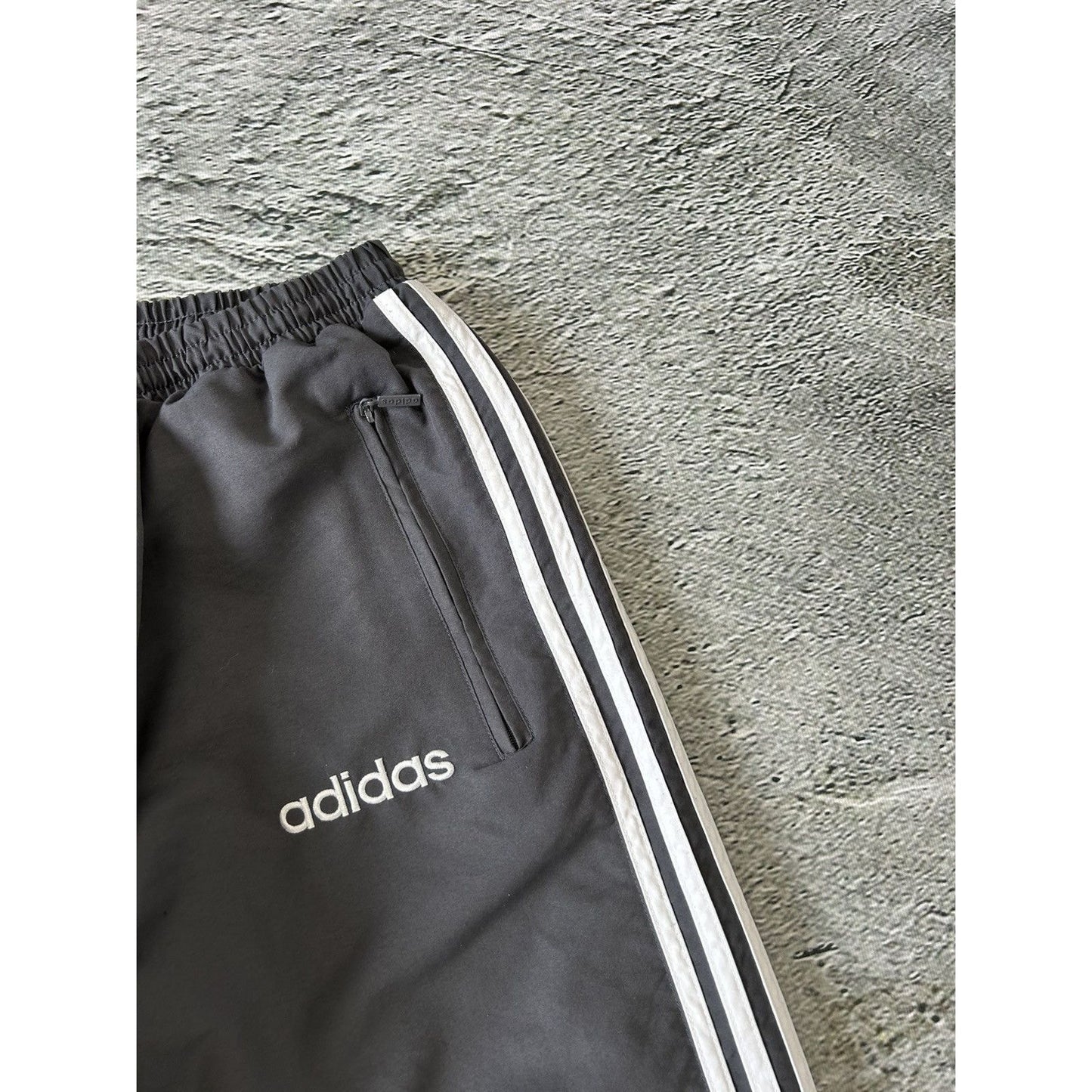 Adidas track suit vintage grey nylon track pants drill