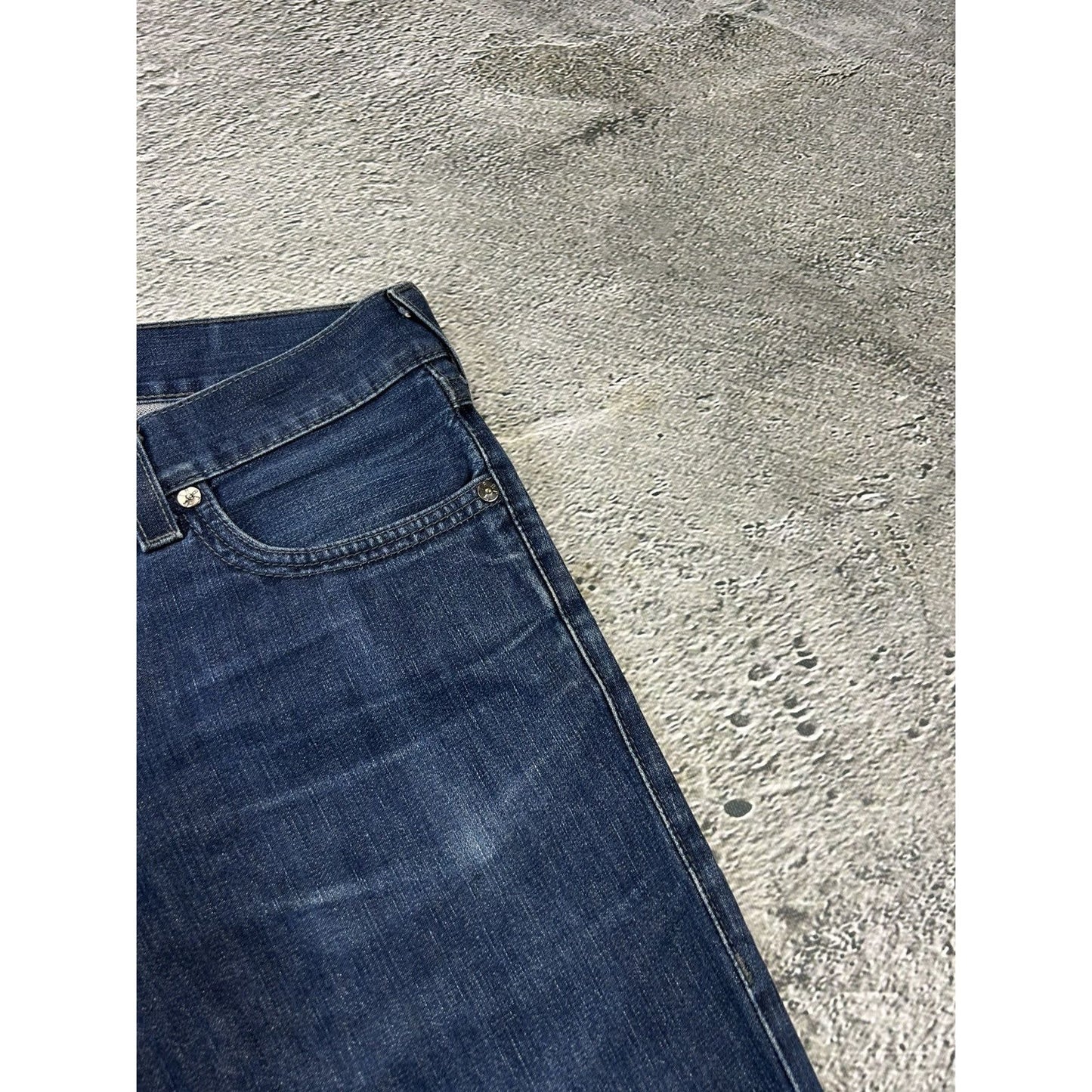 True Religion jorts denim shorts navy black stitching Ricky