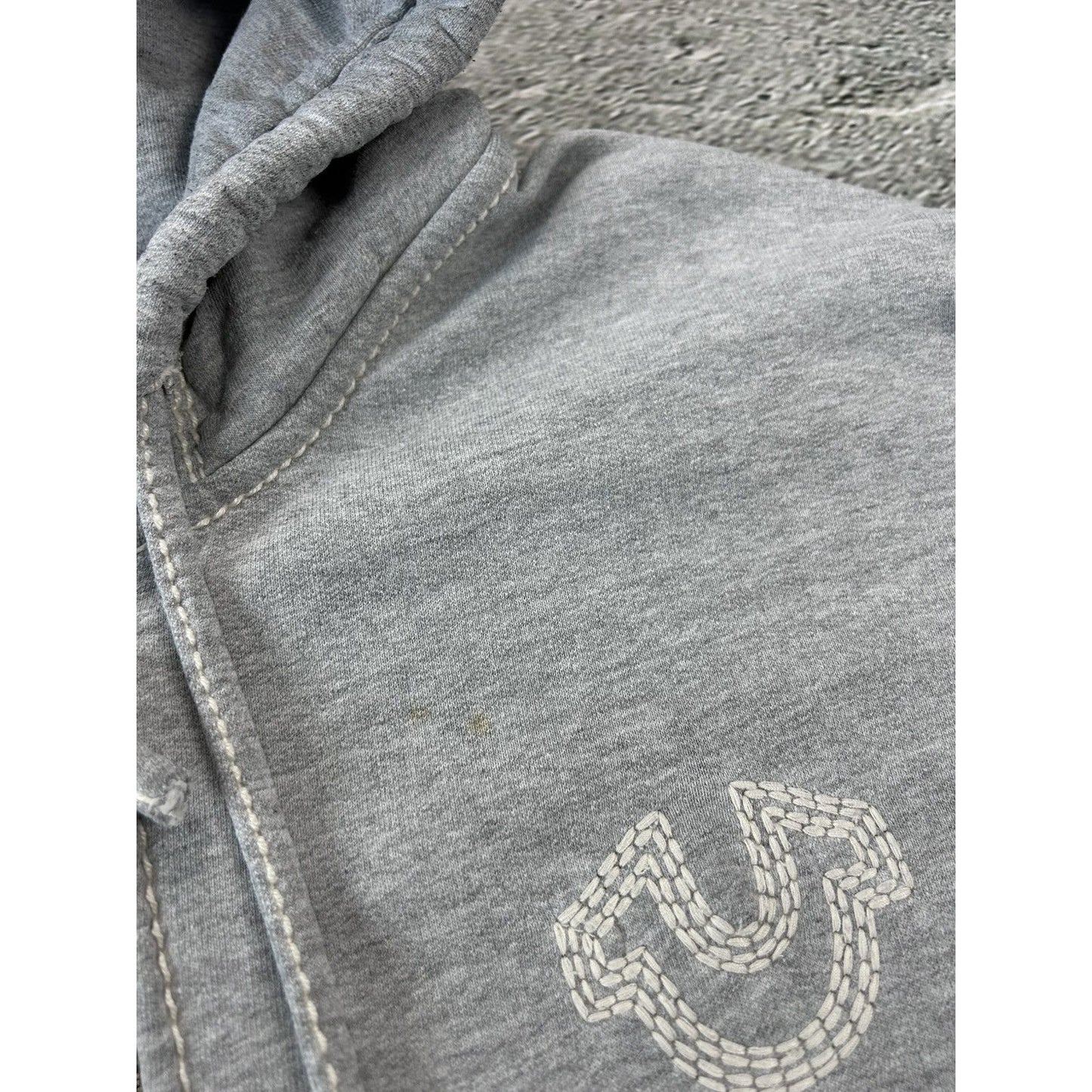True Religion vintage grey zip hoodie white thick stitching