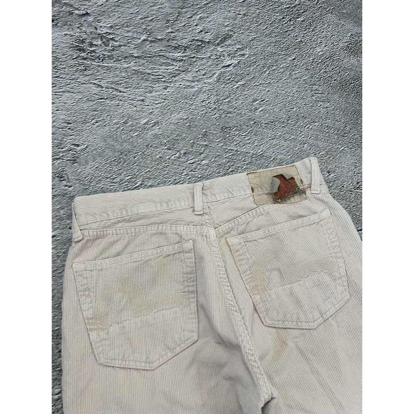 RARE! Evisu corduroy pants vintage cords beige seagulls