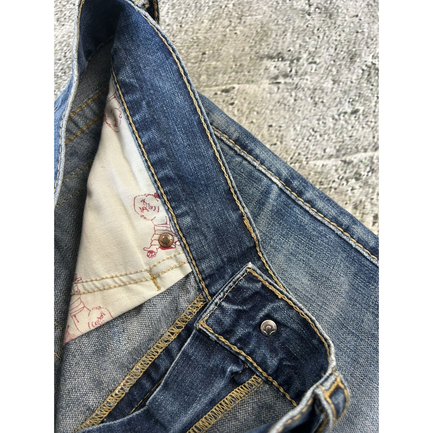 True Religion vintage blue jeans Ricky thick stitching Y2K