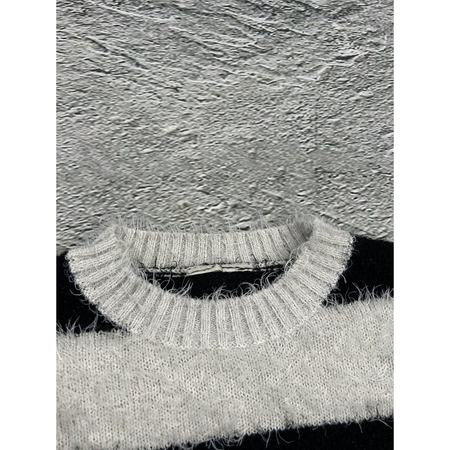 Milk Copenhagen Mohair Sweater Striped Black White Hairy