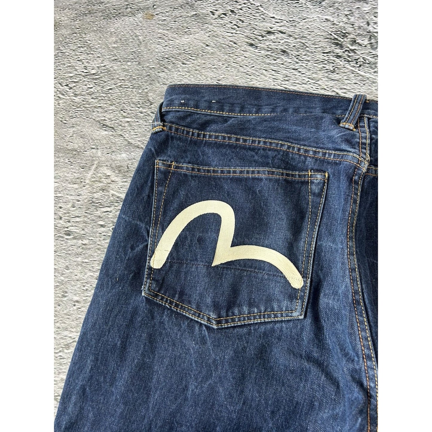 Evisu jeans One God Brand navy denim pants Y2K baggy