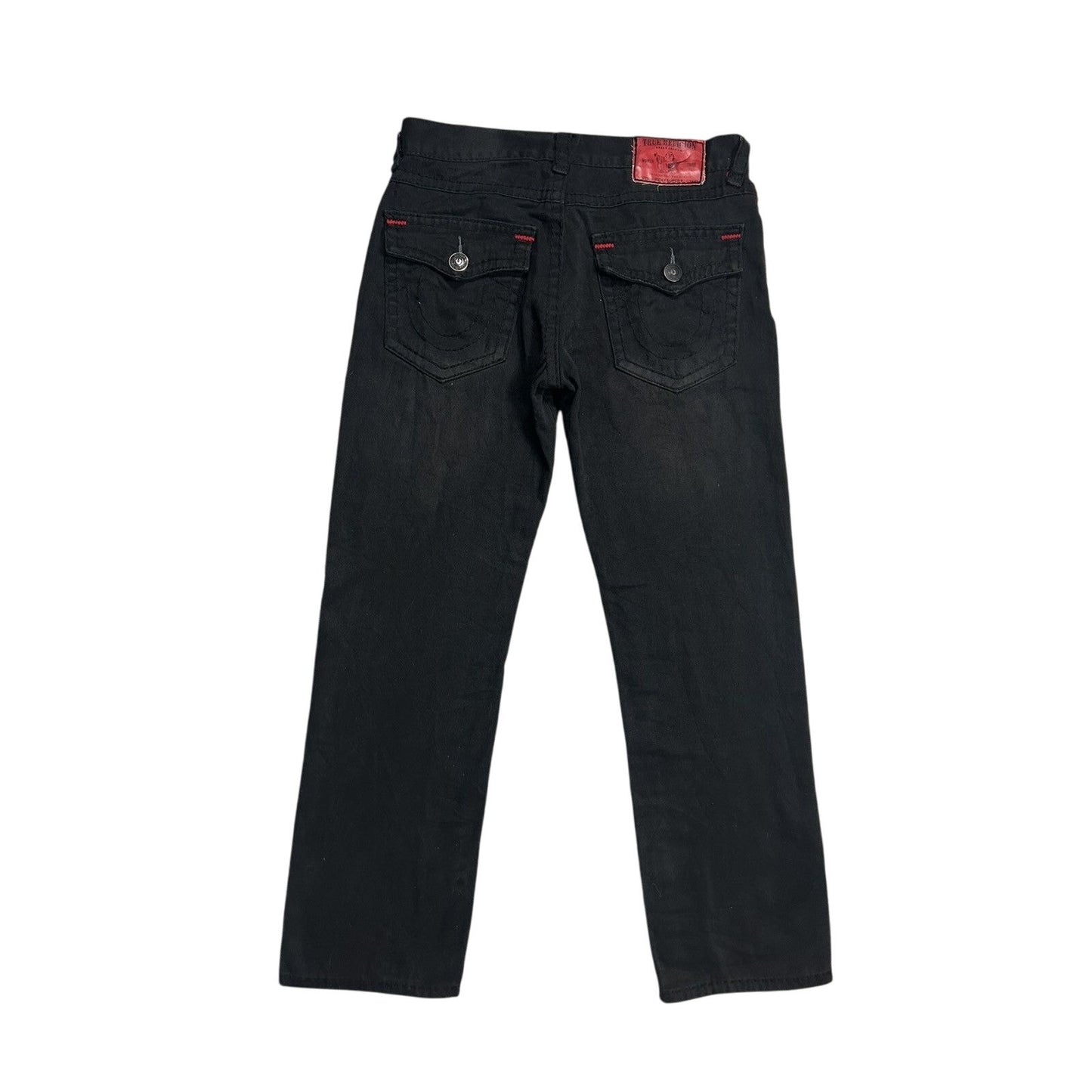 True Religion vintage black jeans Ricky red thick stitching