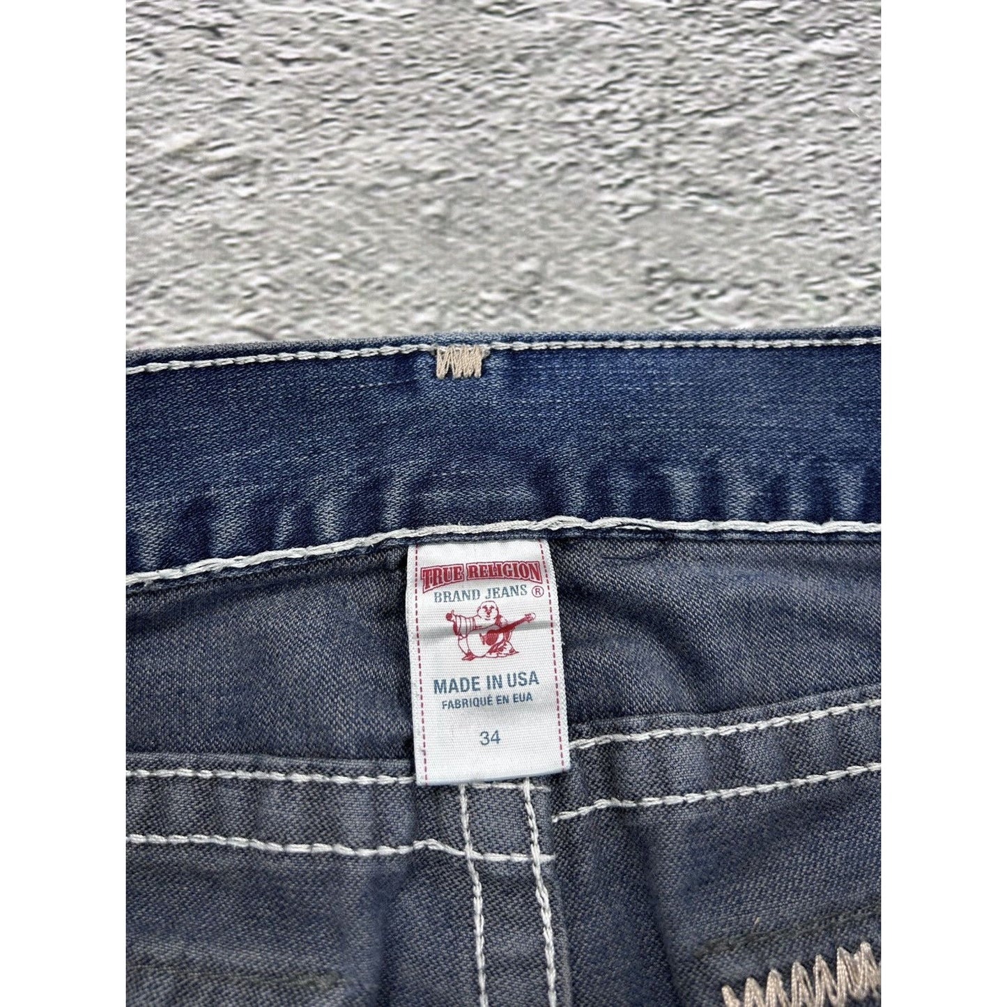 True Religion vintage navy blue jeans Ricky thick stitching