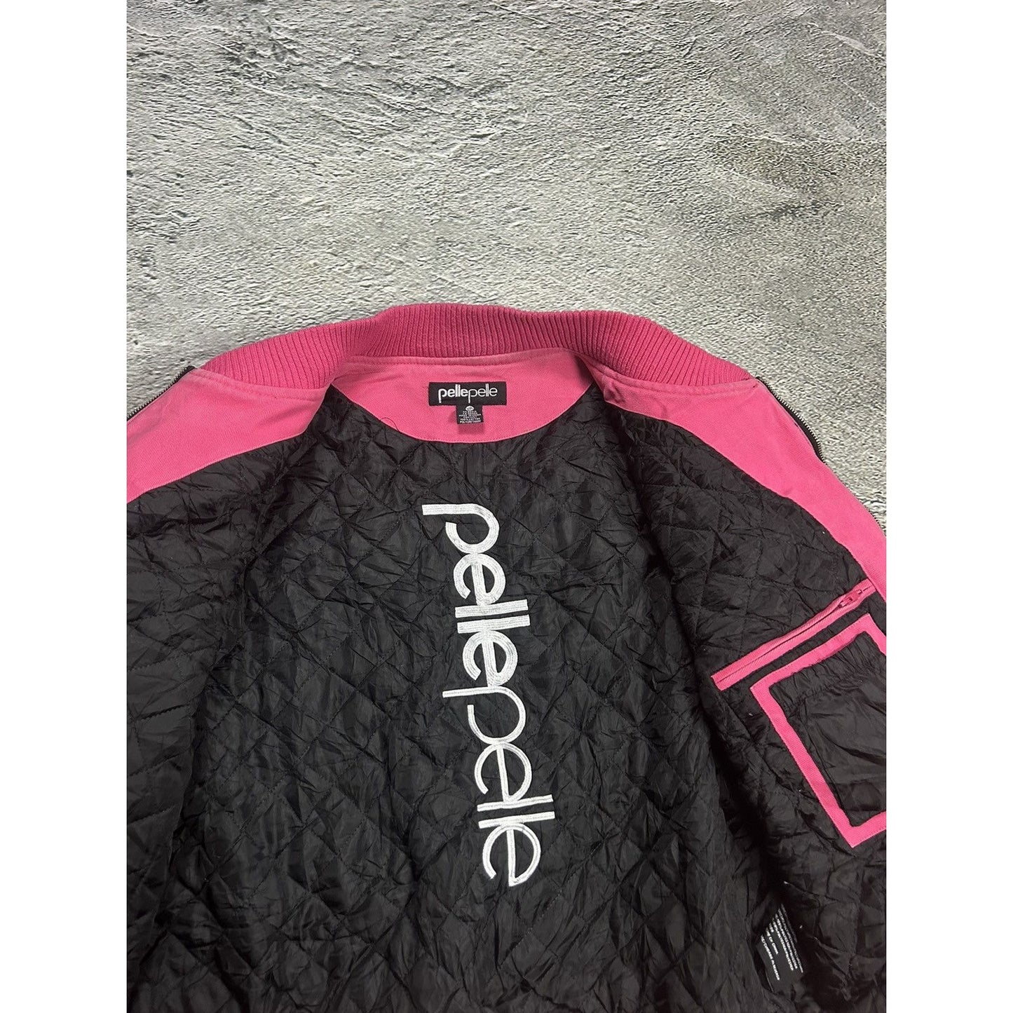 Pelle Pelle leather jacket black pink purple big logo Y2K