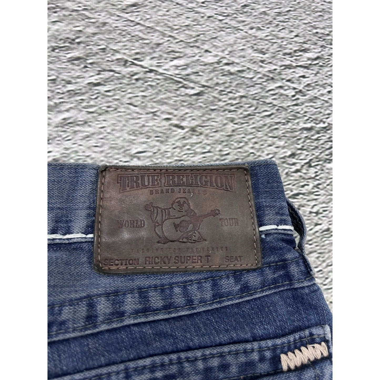 True Religion vintage navy blue jeans Ricky thick stitching