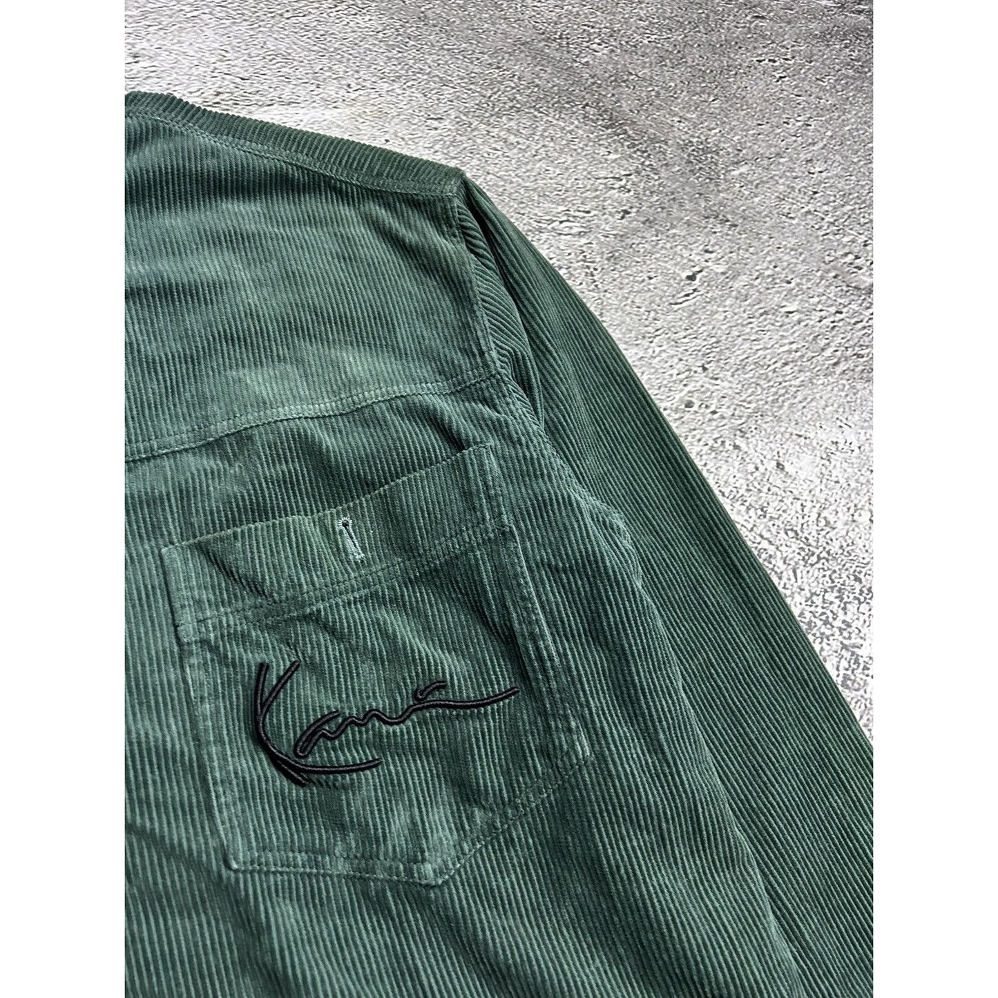 Karl Kani vintage corduroy shirt green big logo spell out