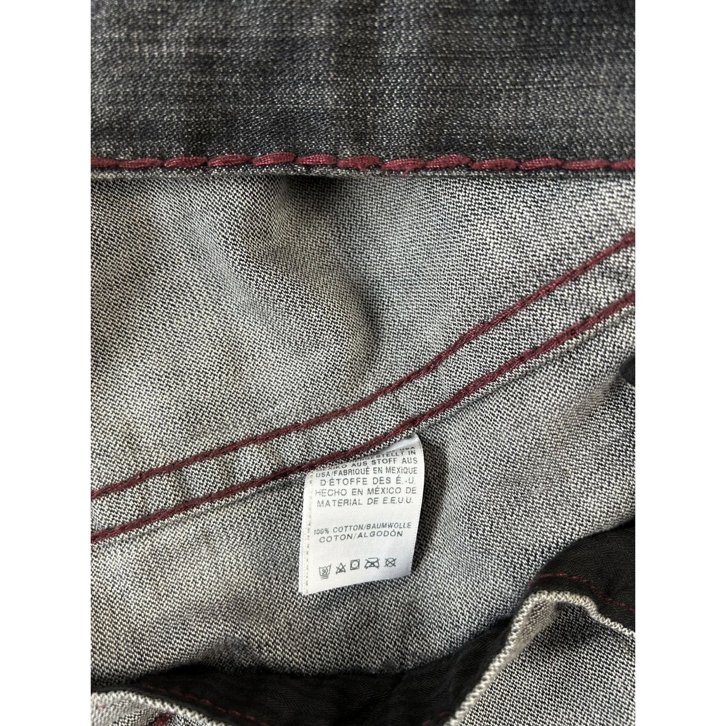 True Religion denim jacket black red contrast stitching Y2K