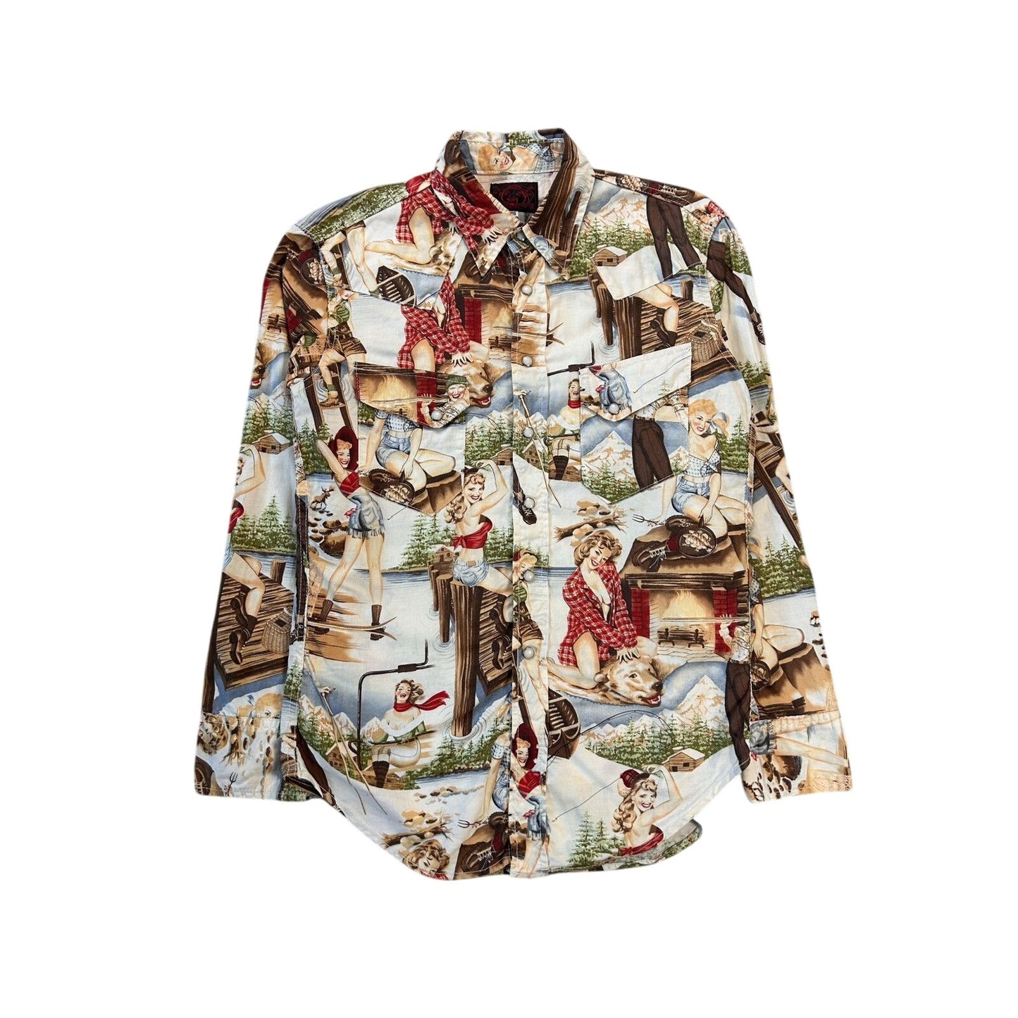 Evisu shirt button-up playboy style sexy fullprint