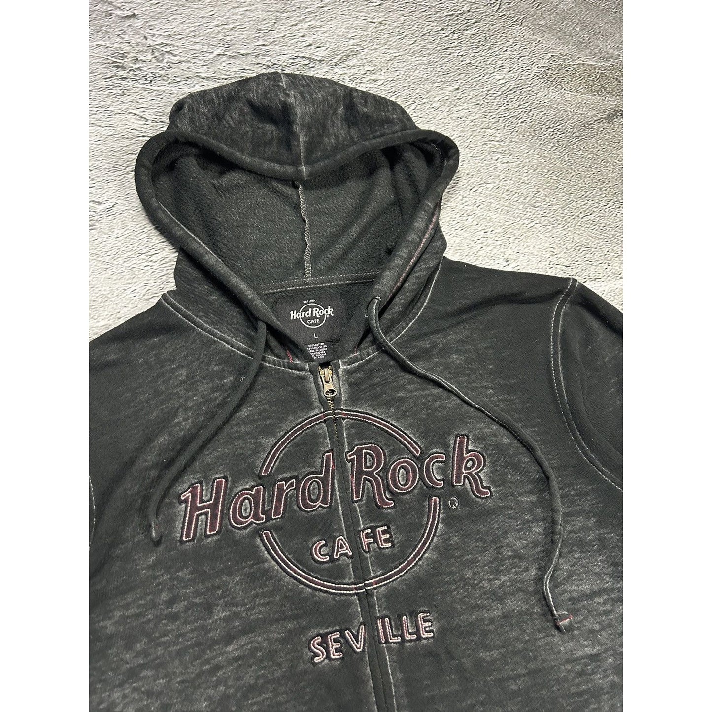 Hard Rock Cafe zip hoodie thin big logo vintage Y2K Seville